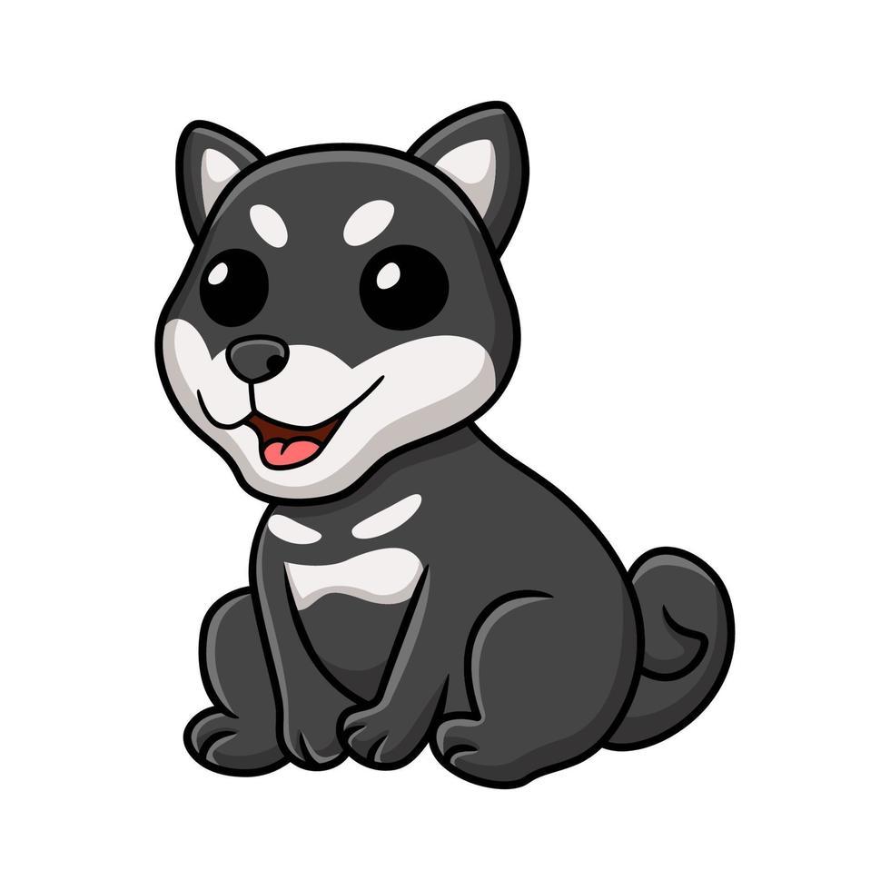 980x980 Cute black shiba inu dog cartoon sitting