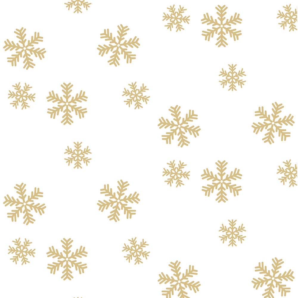 1000x1000 NextWall Metallic Gold Snowflakes Peel and Stick Wallpaper (Covers 30.75 sq. ft.) NW41005 Home Depot
