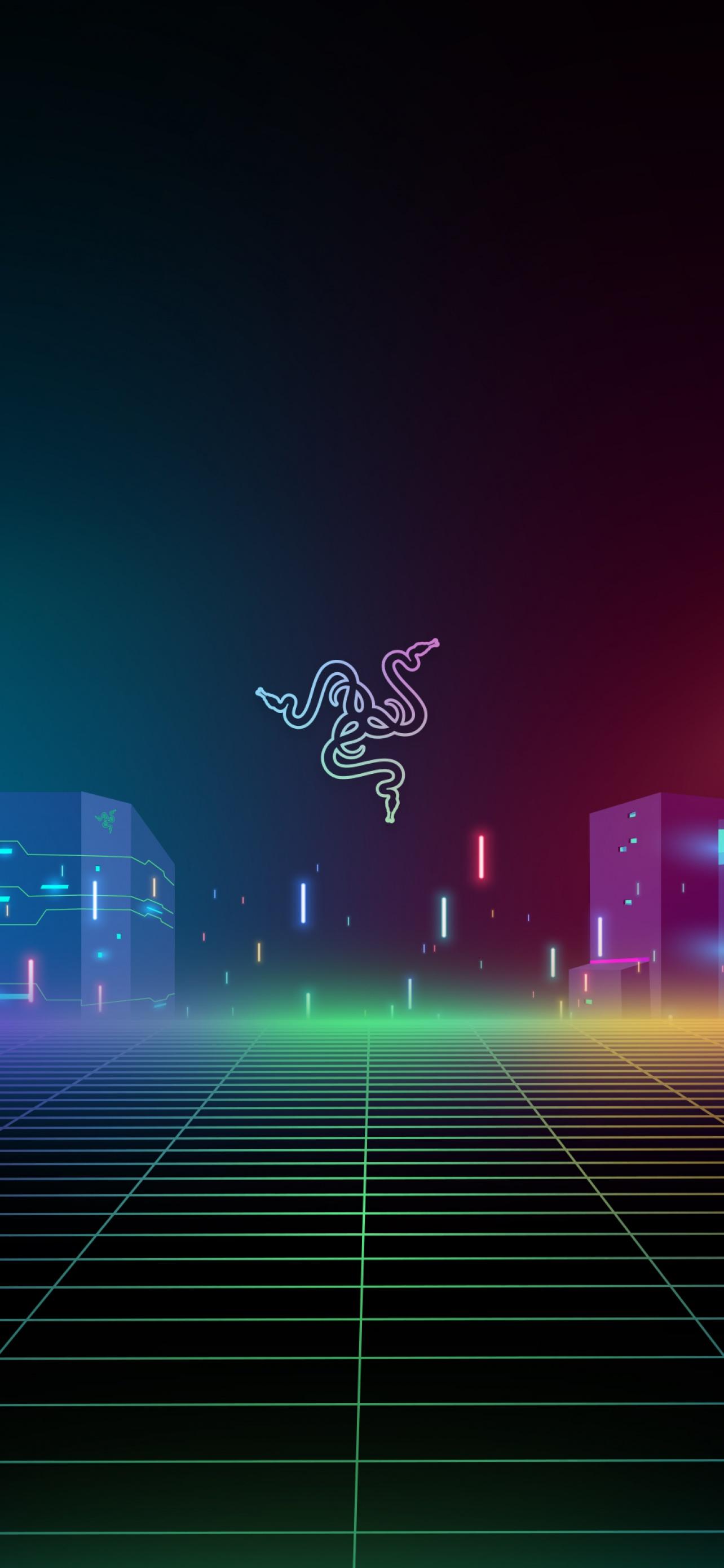 1284x2778 Razer Wallpaper 4K, Cyber city, Neon, Technology