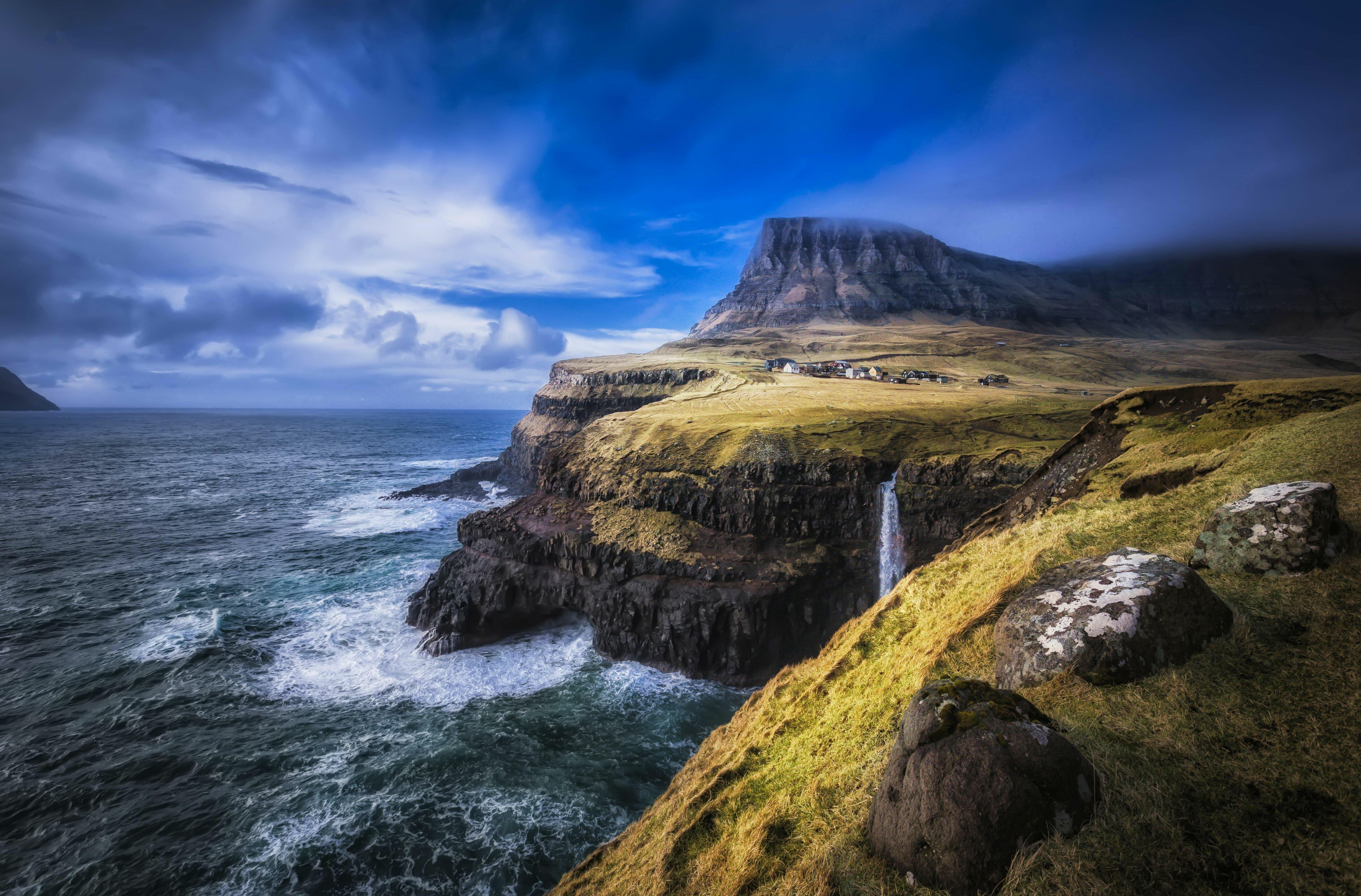5760x3794 faroe, Islands, North, Atlantic, Landscape, Waterfall, Ocean, Sea, Cliff, Coast Wallpaper HD / Desktop and Mobile Background