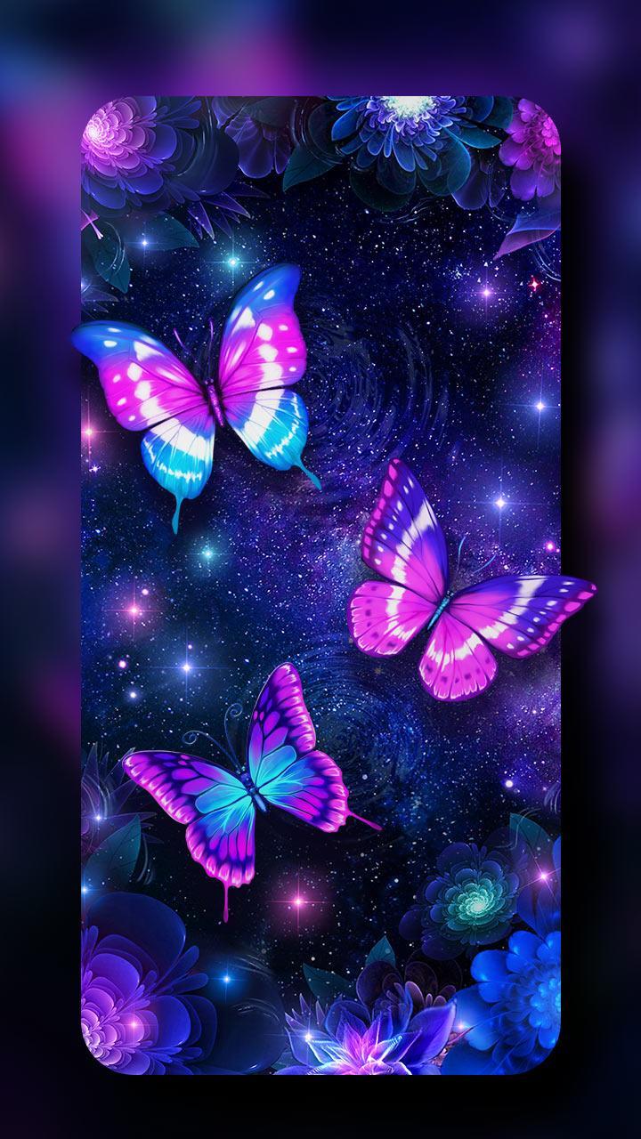 720x1280 Neon Purple Butterfly Live Wallpaper APK voor Android Download