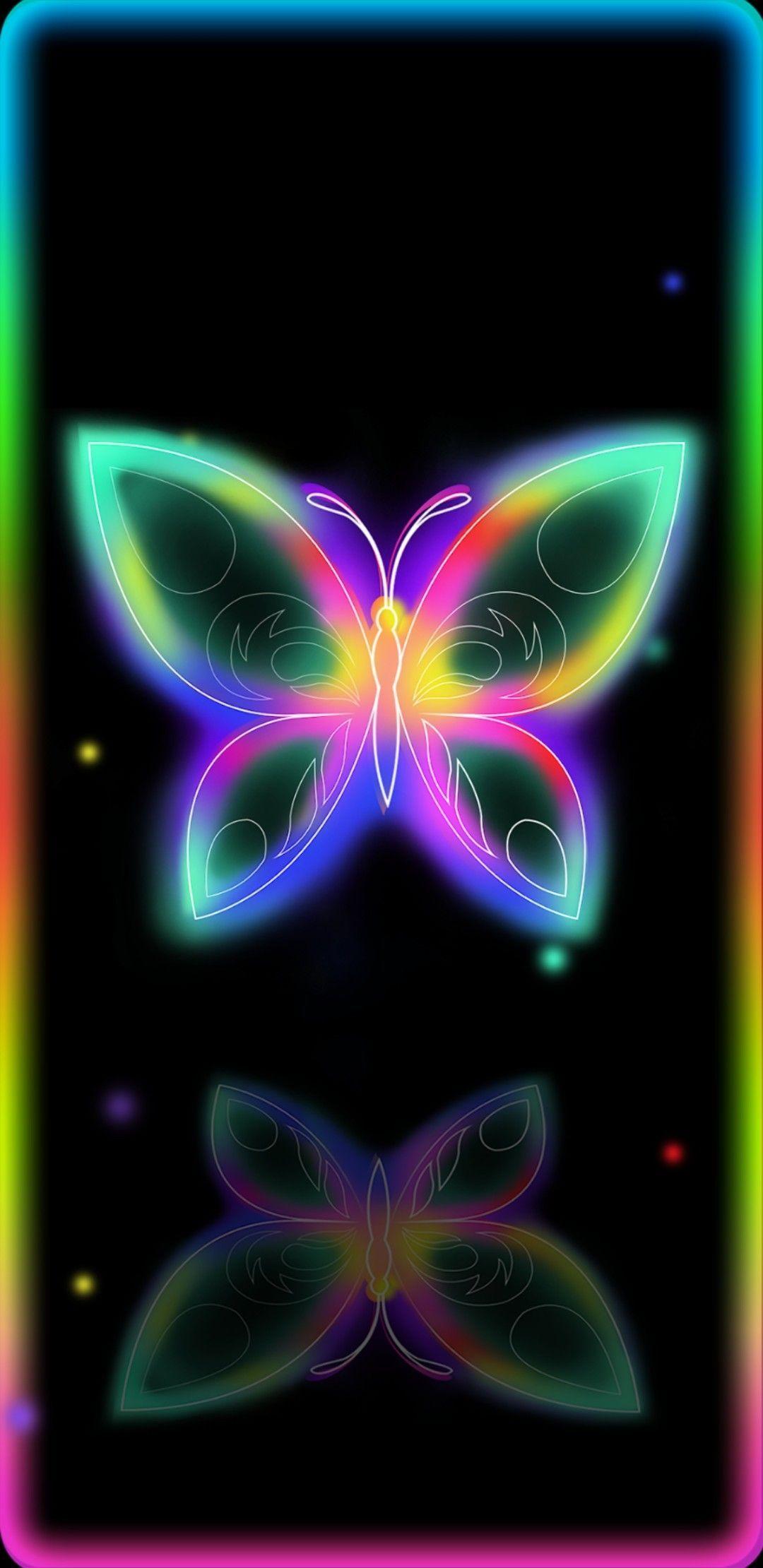1080x2220 Liquid Neon Butterfly Wallpaper