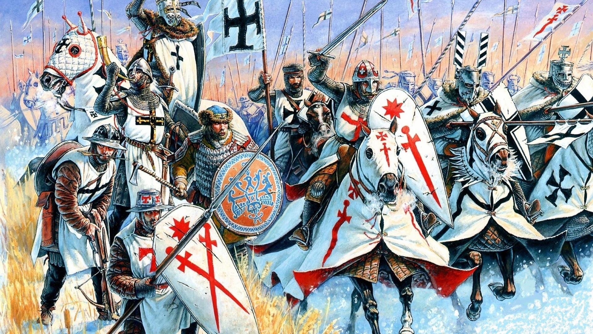 1920x1080 attack, master, art, teutonic knights, standard bearer.me!
