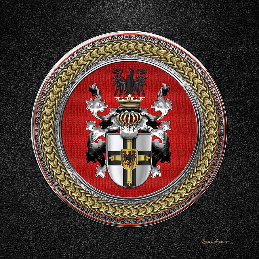 900x900 Teutonic Order of Arms Special Edition over Black Leather Digital Art