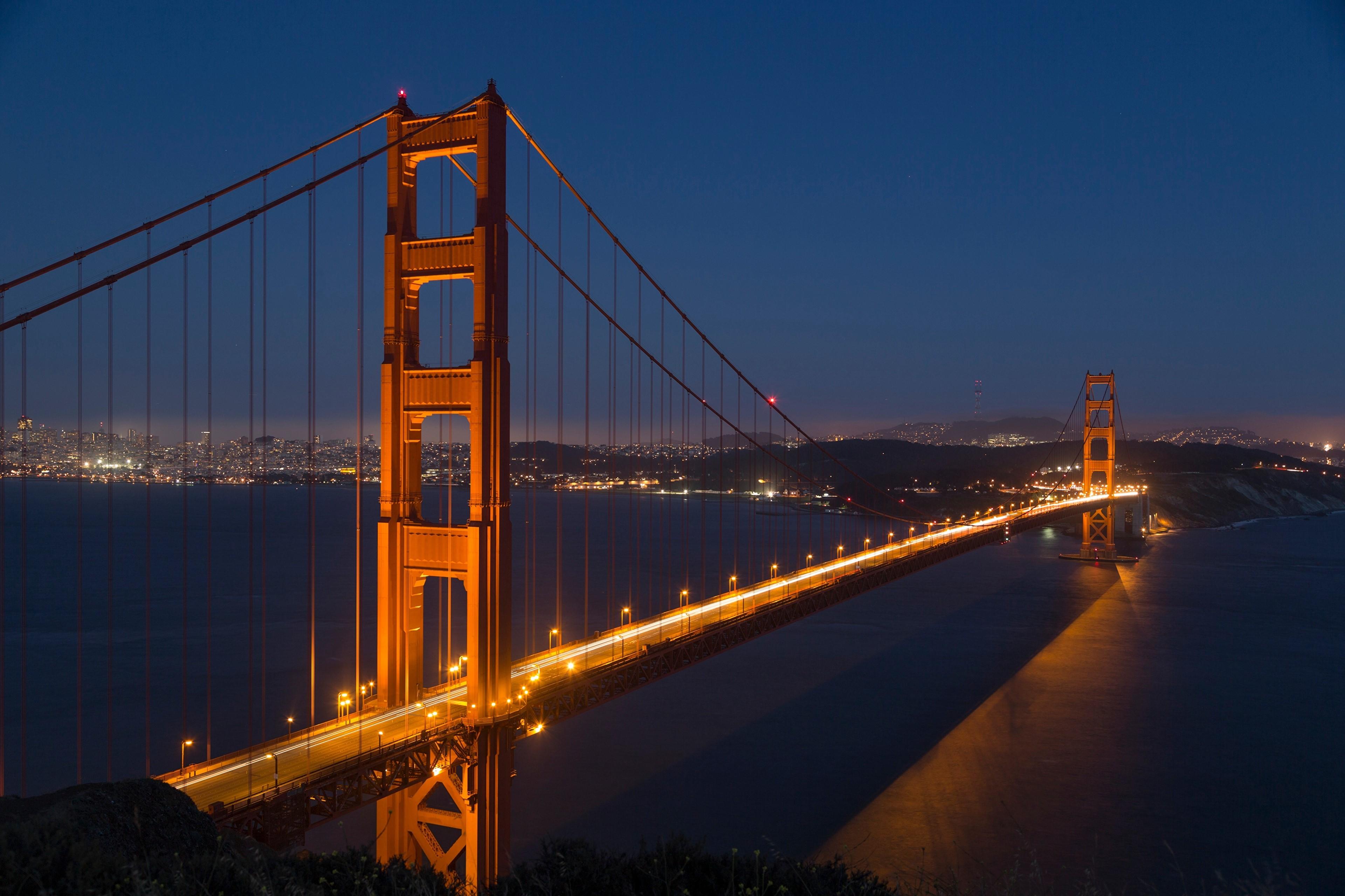 3840x2560 4K, Golden Gate Bridge, USA, Bridges, Los Angeles, California, Night Gallery HD Wallpaper
