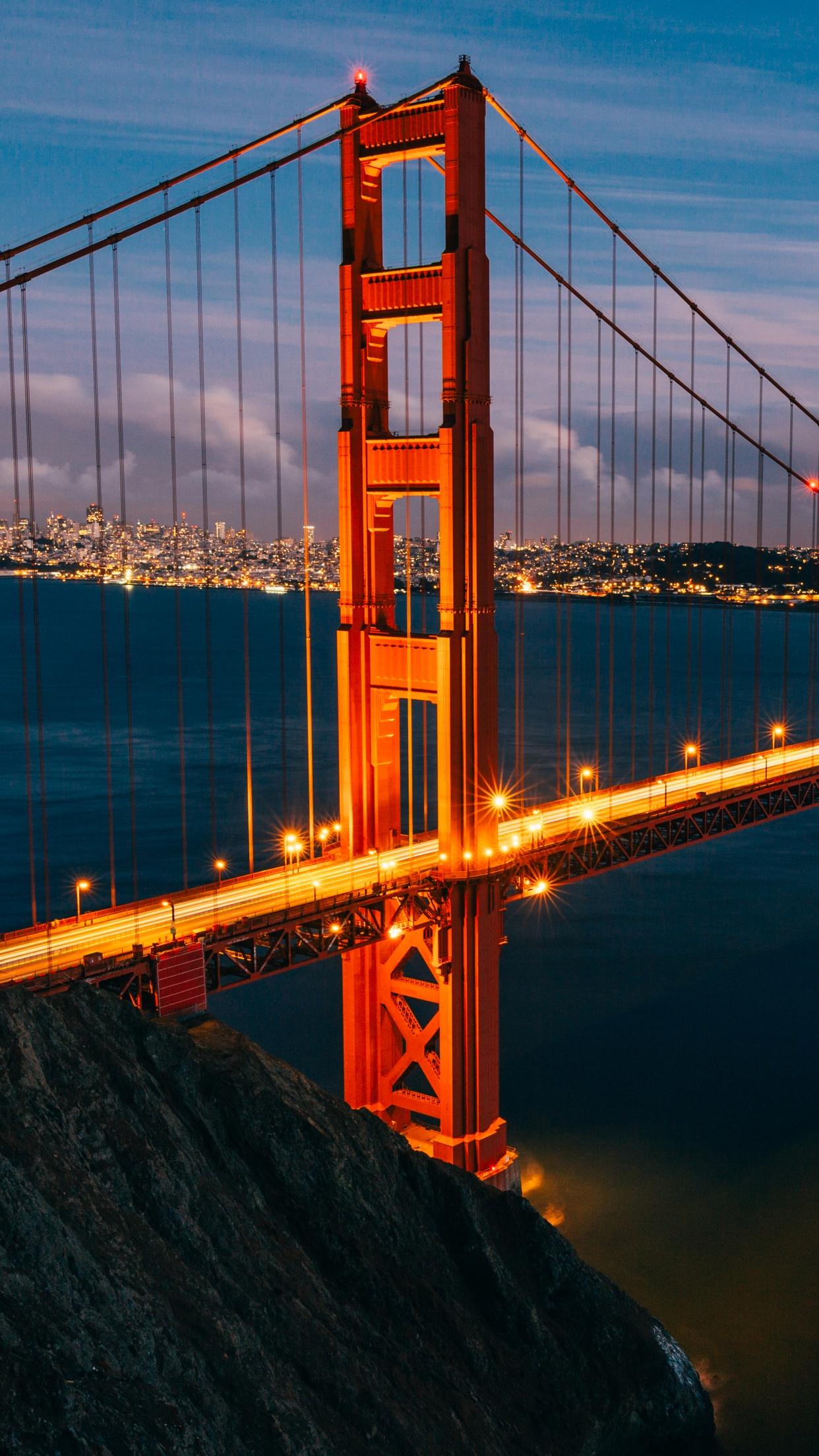 1242x2208 Golden Gate Bridge Wallpaper 4K, San Francisco, Evening, World