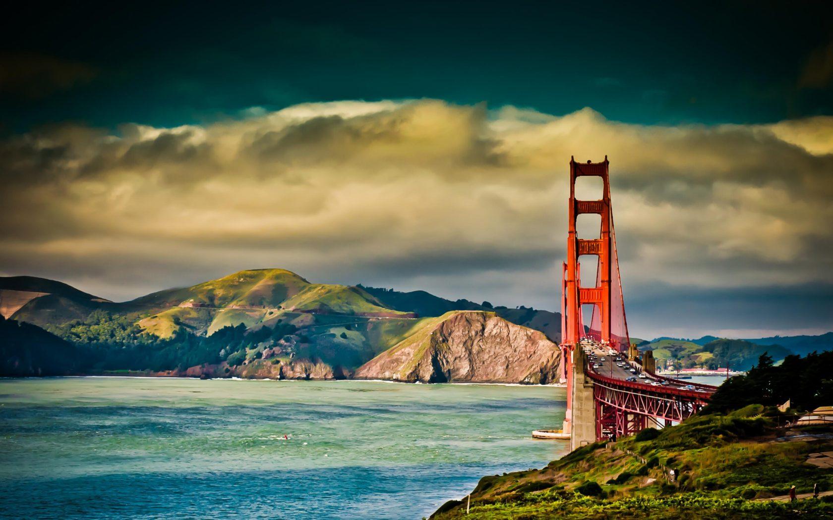 1680x1050 San Francisco Bridge Sky River Cloudy Ultra 3840x2160 HD Wallpaper :