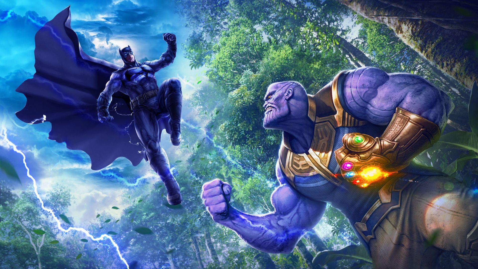 1920x1080 Desktop Wallpaper Batman Vs Thanos, Crossover, Fan Art, HD Image, Picture, Background, B79df1