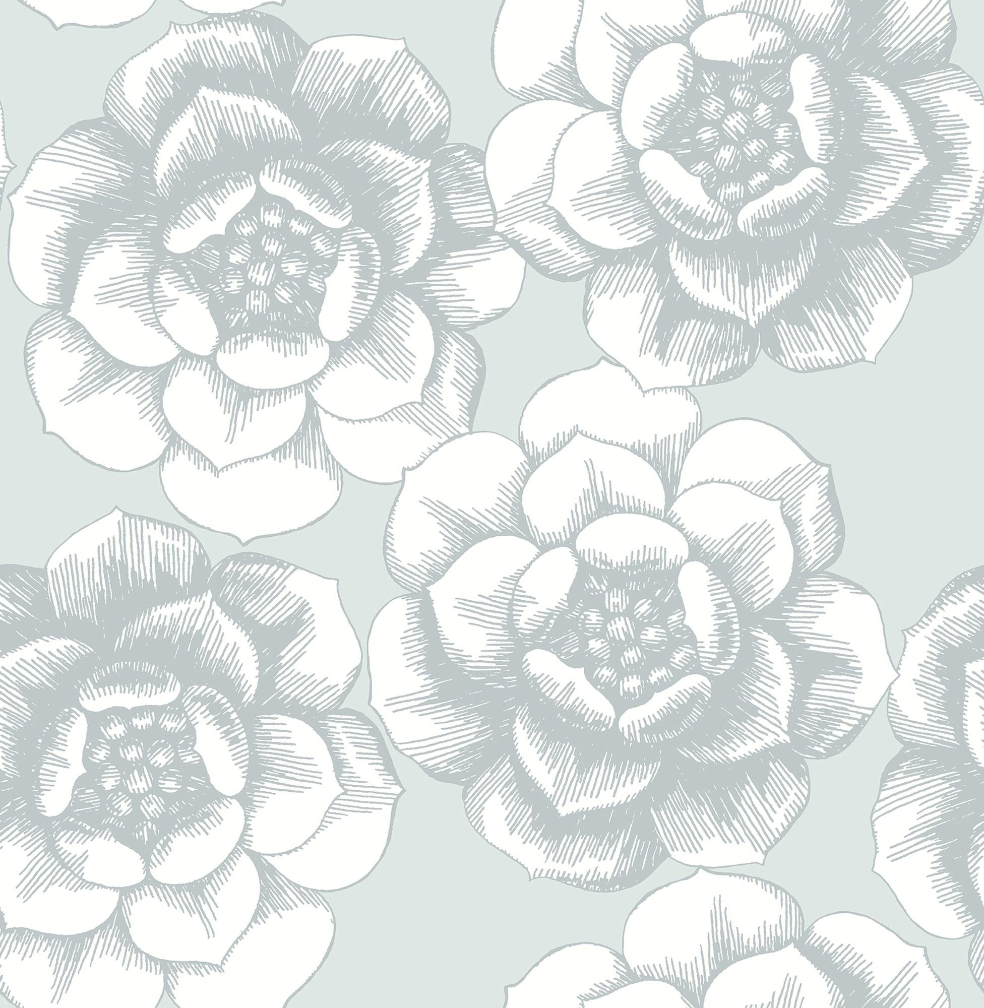 1952x2000 A−Street Prints By Brewster 2763 24240 Moonlight Fanciful Silver Floral Wallpaper Savvy Decorator