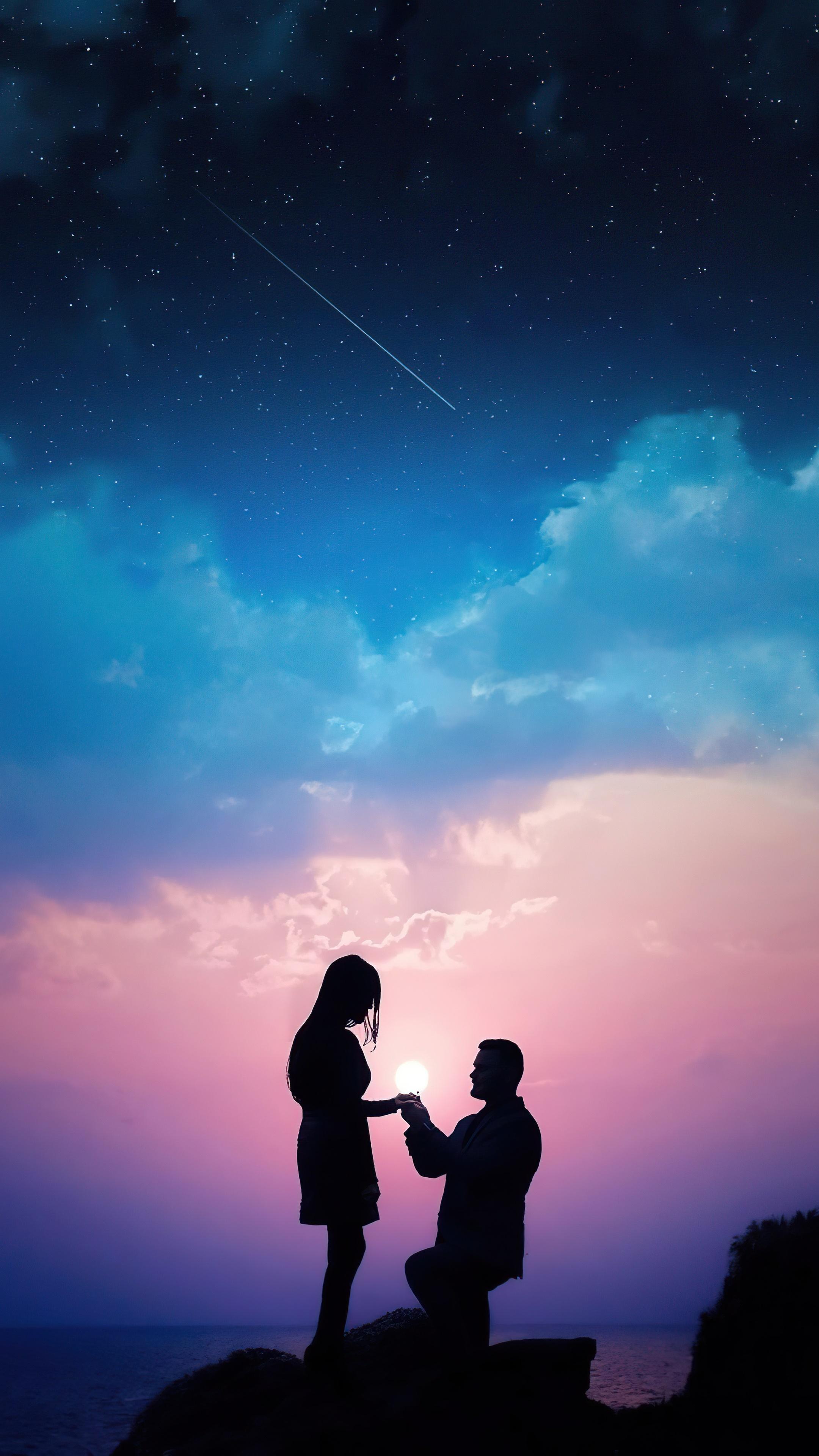 2160x3840 love, couple, silhouette, artist, artwork, digital art, hd, 4k Gallery HD Wallpaper