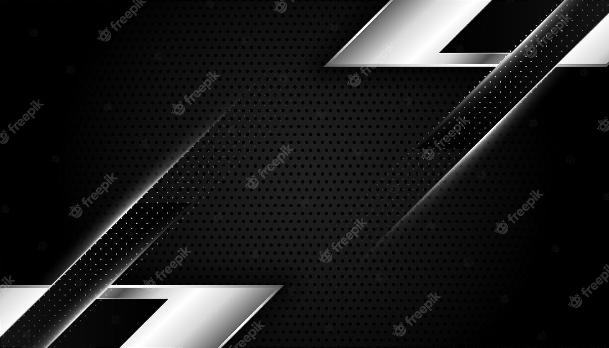 2000x1142 Free Vector. Abstract black and silver wallpaper with geometric shapes