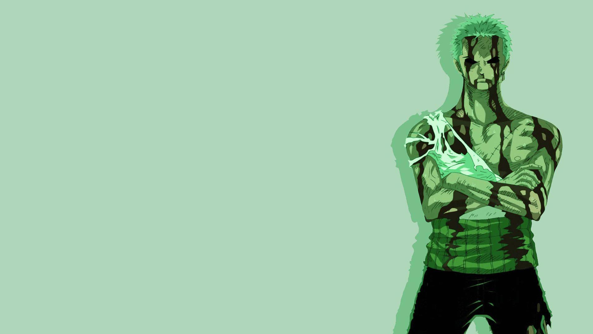 1920x1080 Download Green Tinted Zoro Minimalist Wallpaper