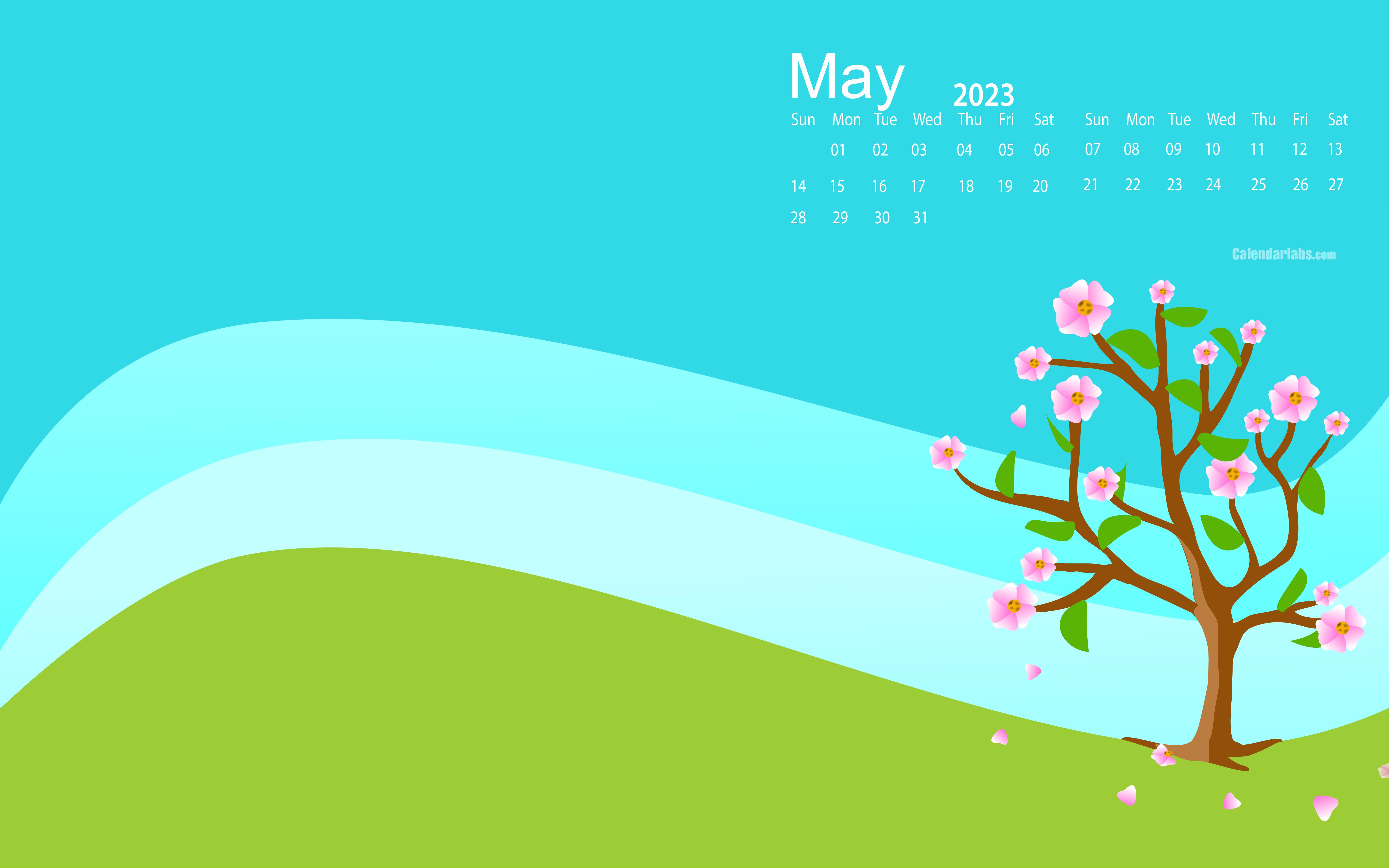 6001x3751 May 2023 Desktop Wallpaper Calendar