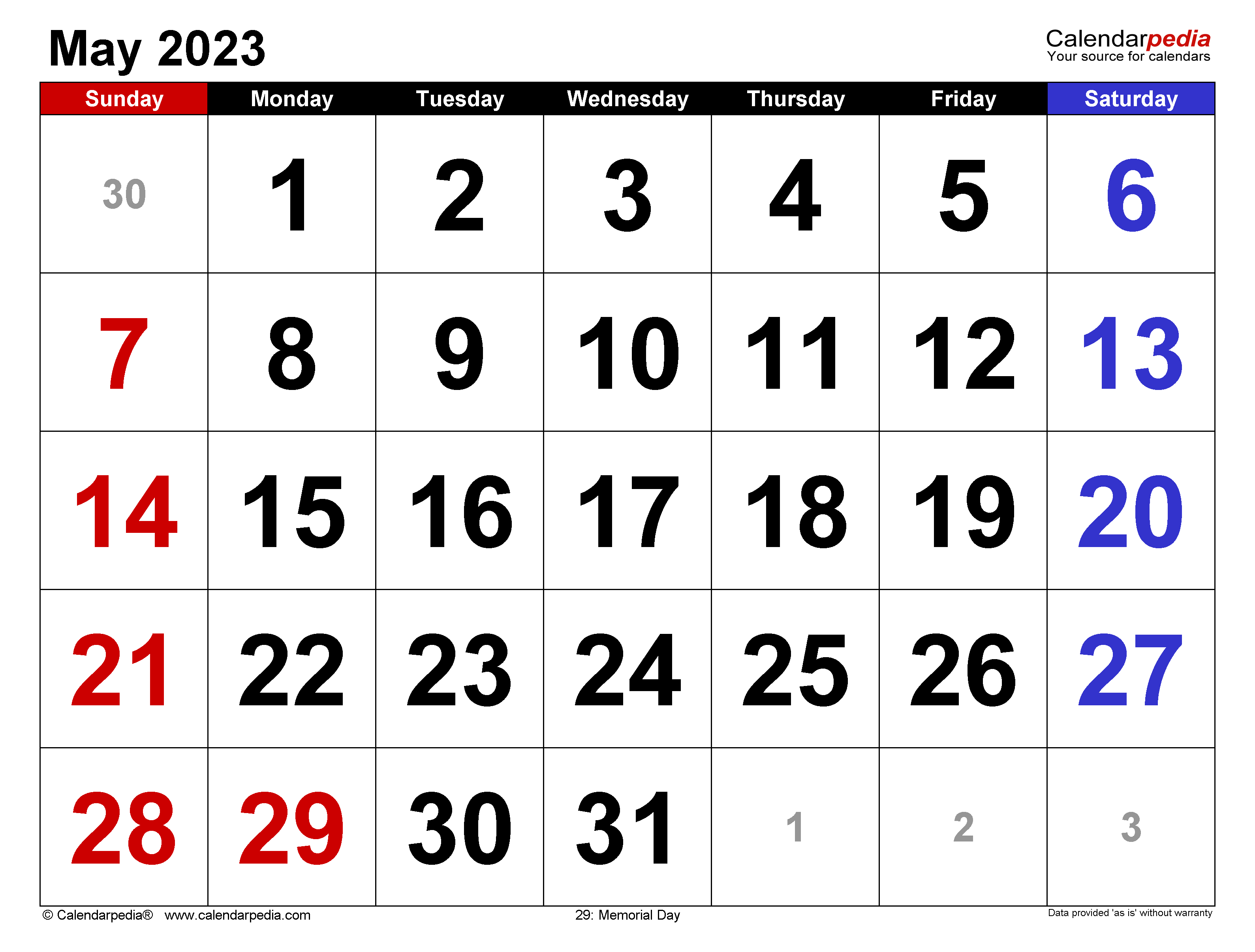 3178x2412 May 2023 Calendar. Templates for Word, Excel