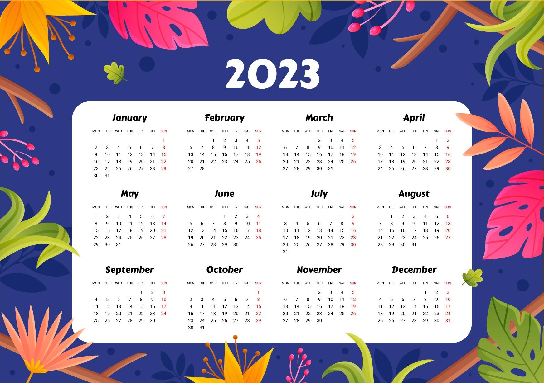 1744x1230 Calendar 2023 Desktop Wallpaper