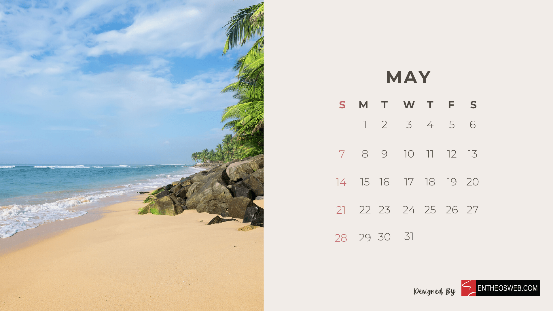 1920x1080 Beaches 2023 Calendar Desktop Wallpaper