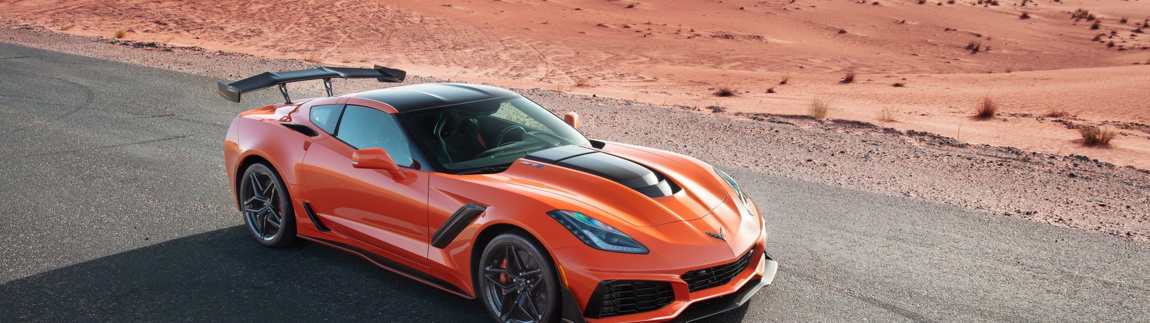 3840x1080 Download 3840x1080 Chevrolet Corvette Zr Orange, Supercars, Road