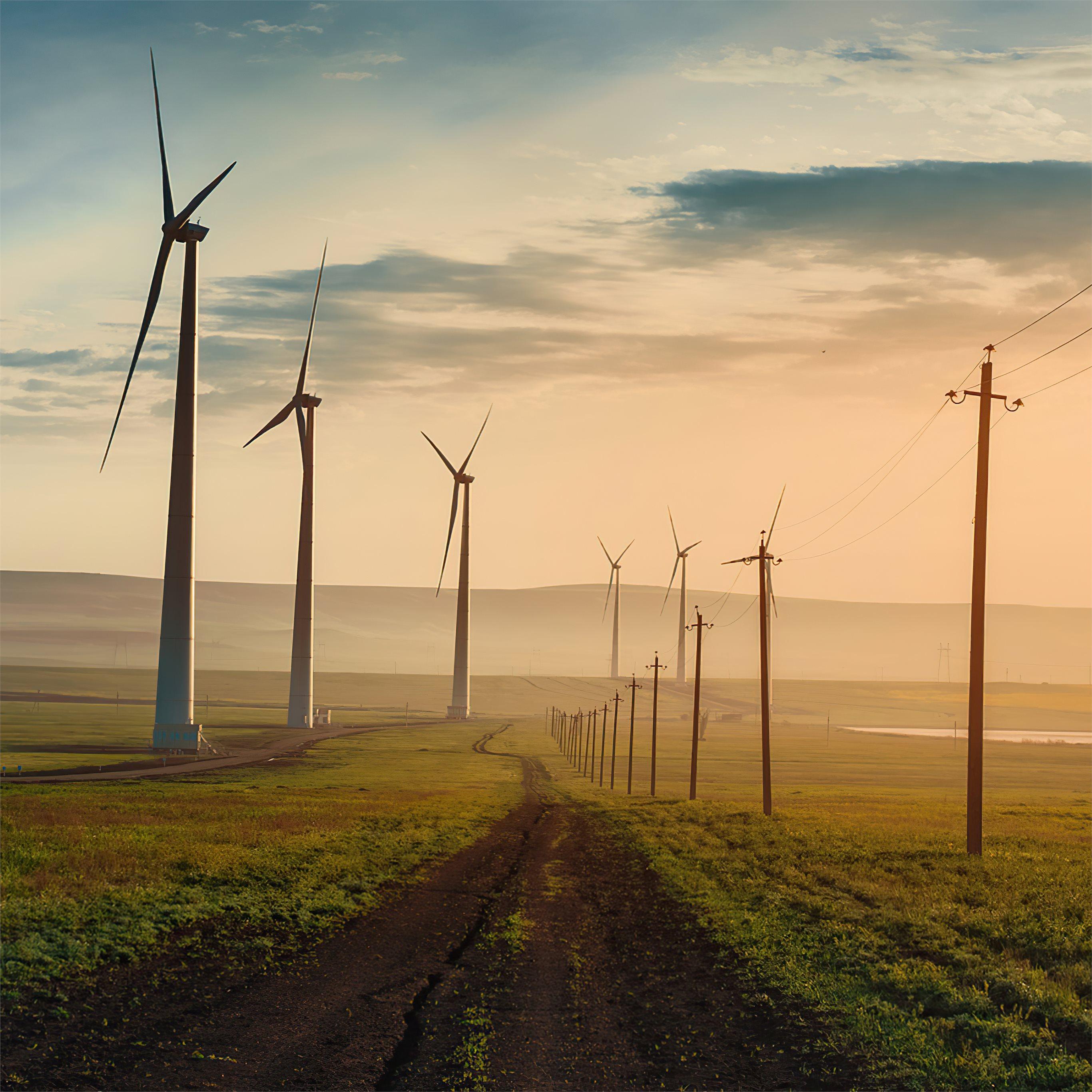 2732x2732 dawn over wind farm 5k iPad Wallpaper Free Download