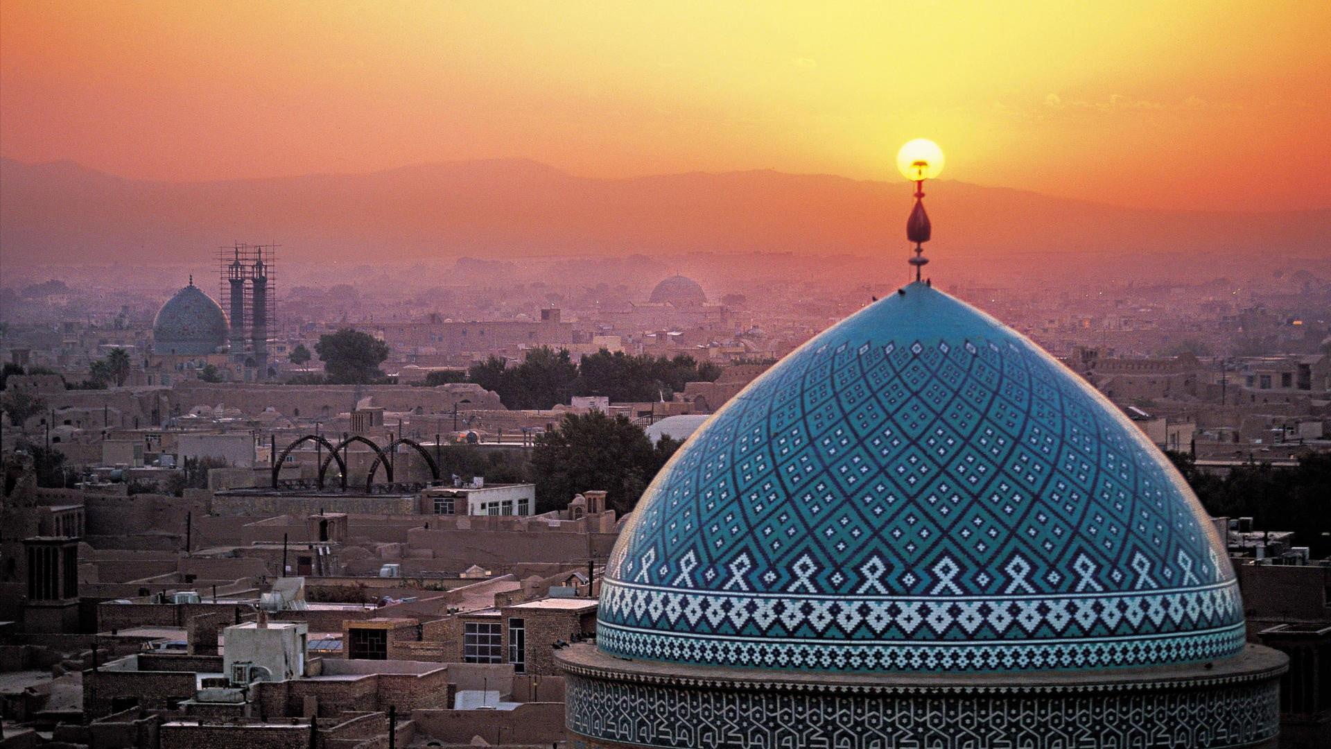 1920x1080 Wallpaper Yazd, Iran, Islam, Sunset, Islamic Architecture