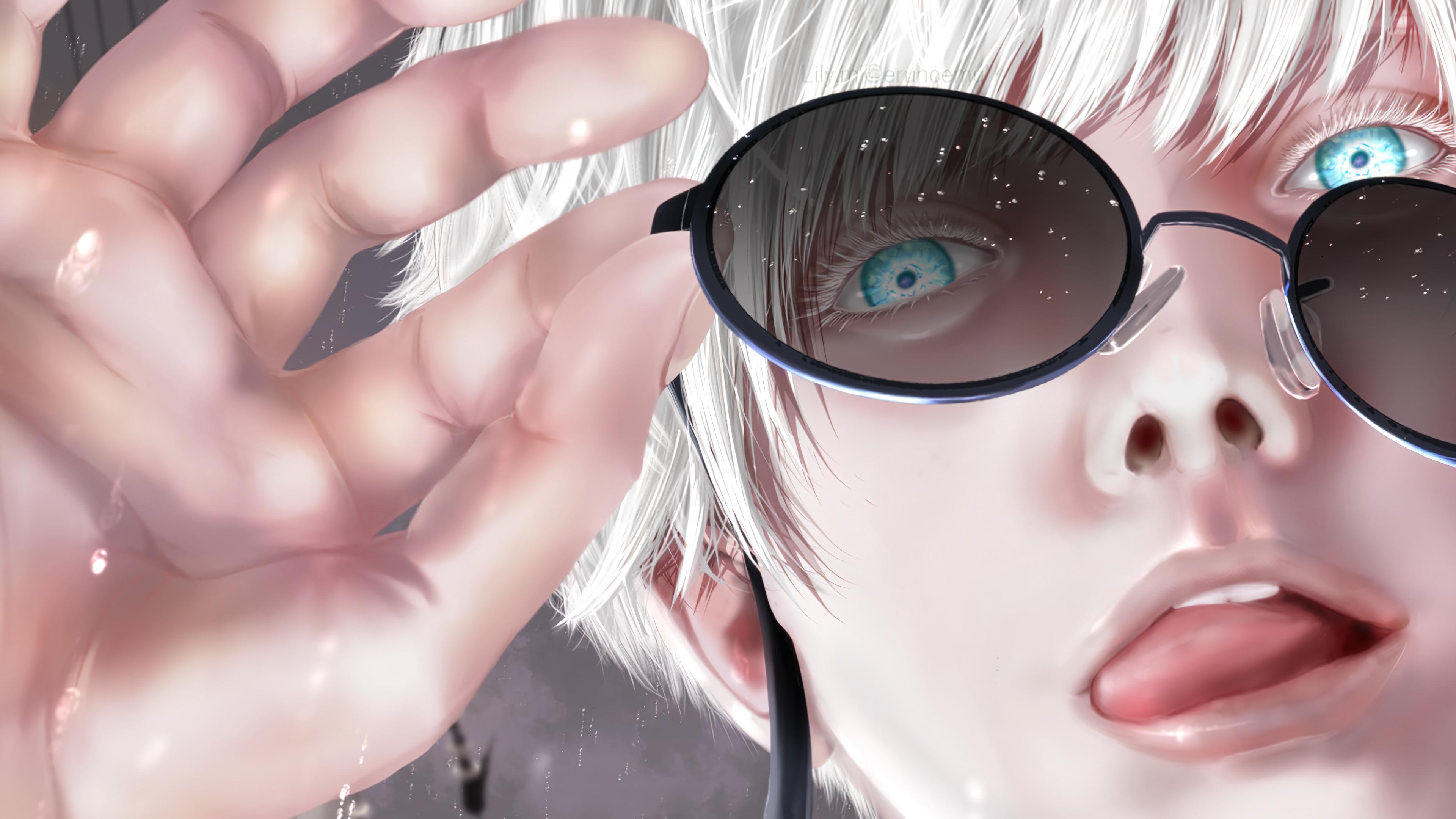 3840x2160 Satoru Gojo 4K, Satoru Gojo, Blue Eyes, Glasses, White Hair Gallery HD Wallpaper