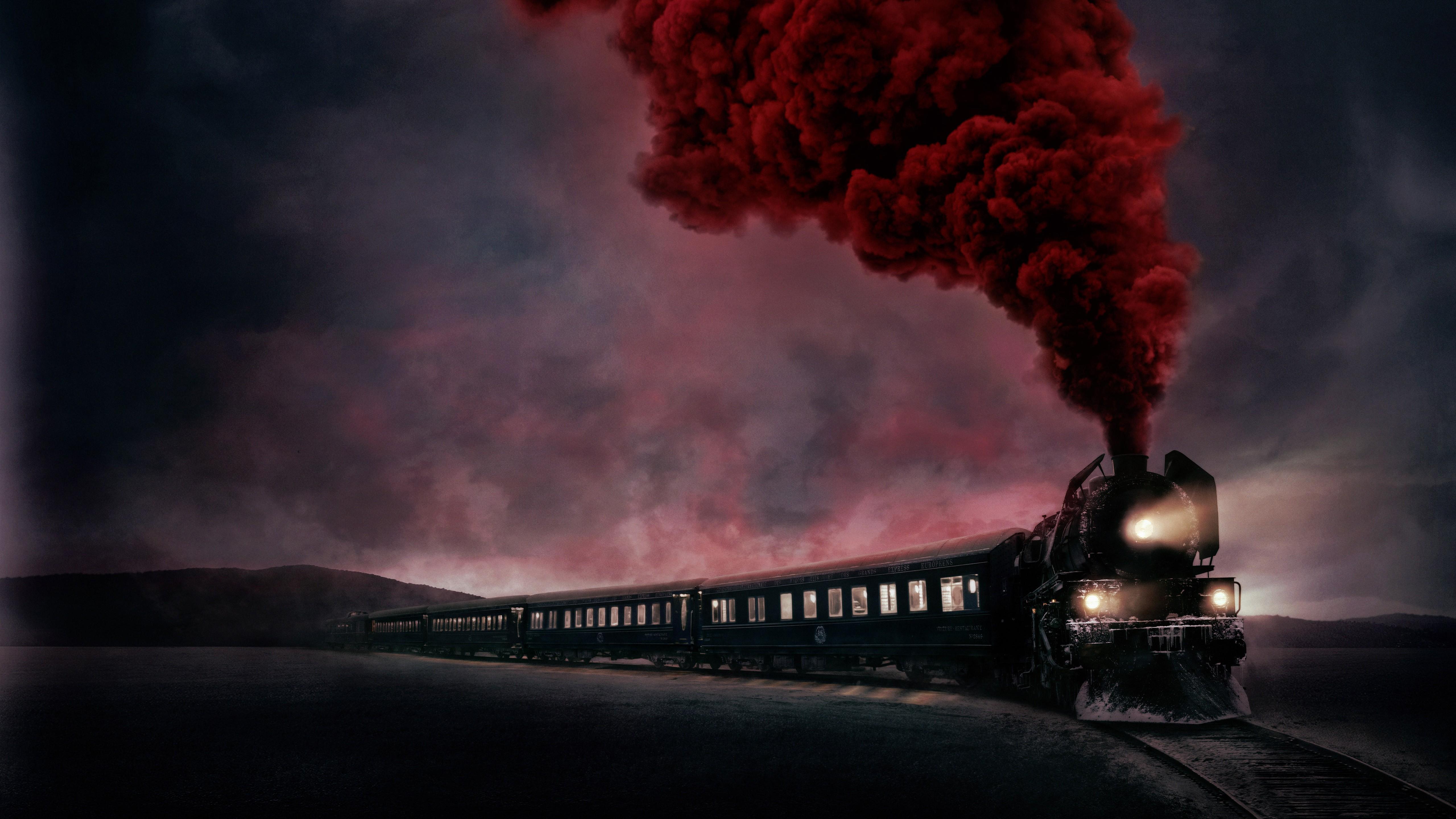 5120x2880 Wallpaper Murder on The Orient Express, Hercule Poirot, Train, Cloud, Automotive Lighting, Background Free Image