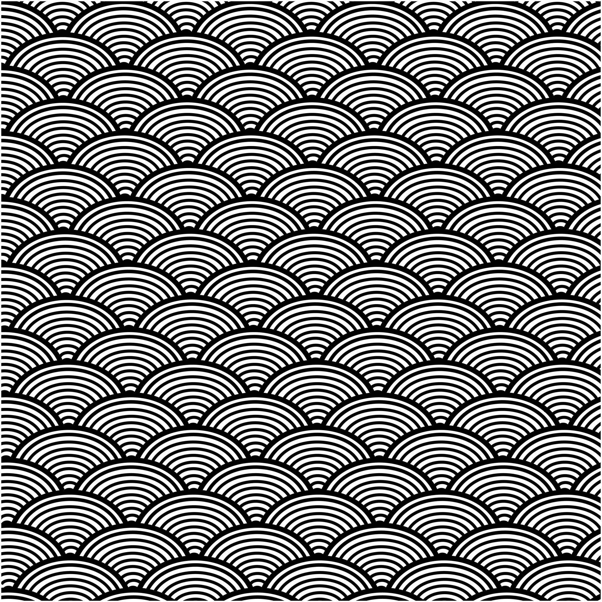 1920x1920 Download Black Japanese Waves Pattern Wallpaper