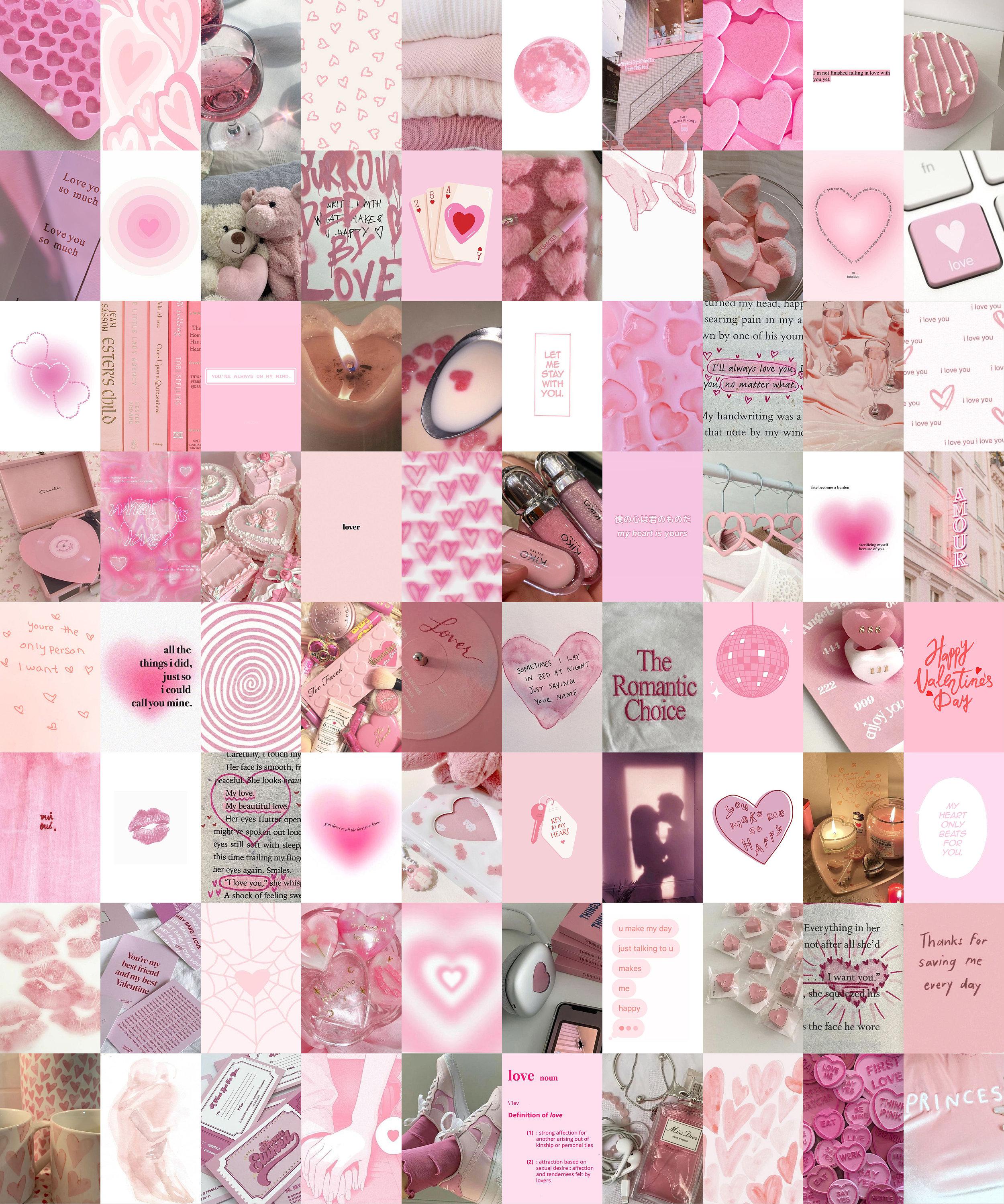 2500x3000 PCS Pink Lovecore Wall Collage Kit Pink Preppy Photo