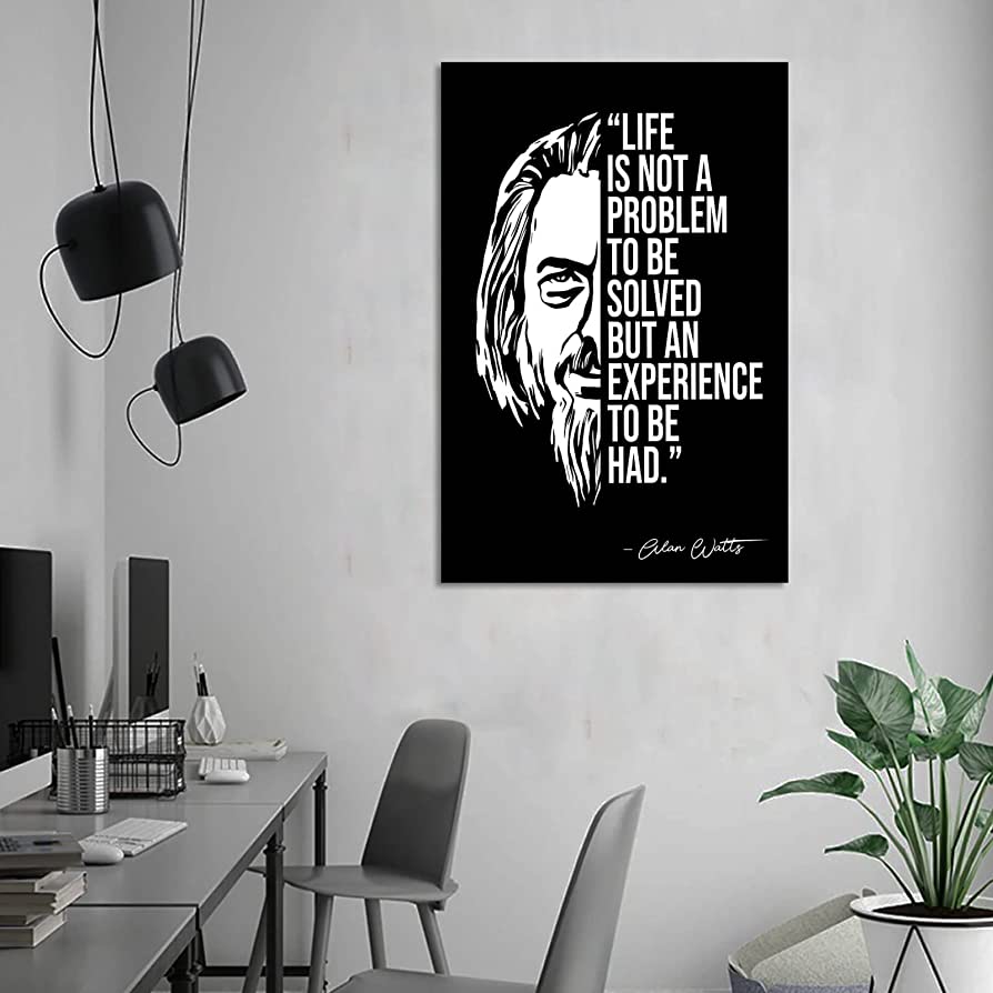 894x894 UZS Alan Watts Black and White Poster Decorative Painting Canvas Wall Art Living Room Posters Bedroom Painting 16x24inch(40x60cm): Posters & Prints