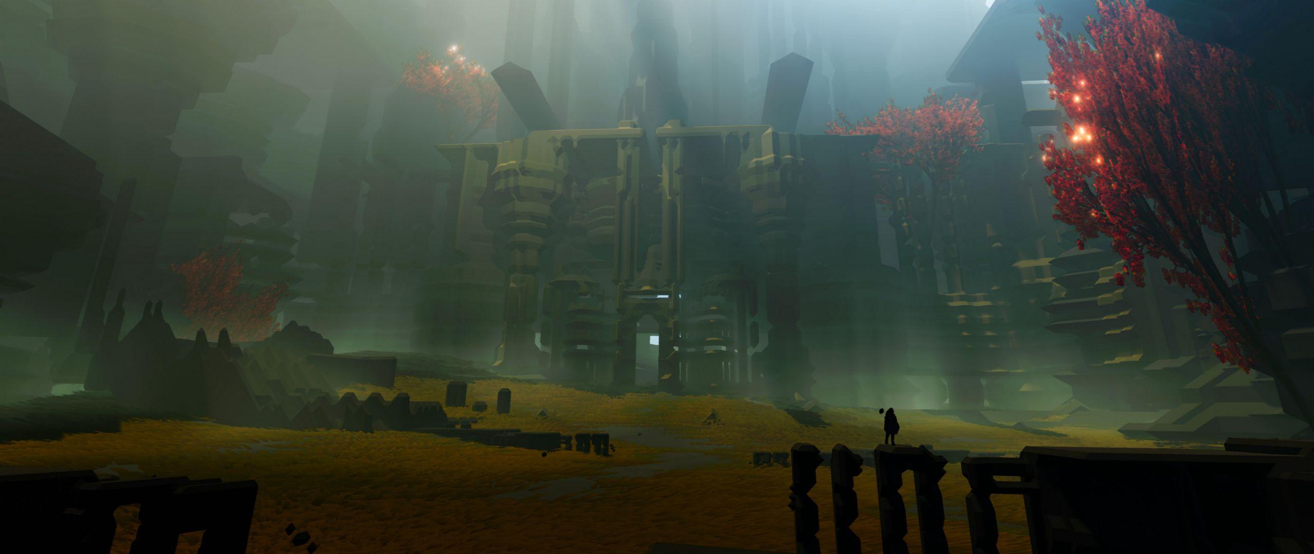 2560x1080 Download wallpaper 2560x1080 fantasy, building, fog, art dual wide 1080p HD background