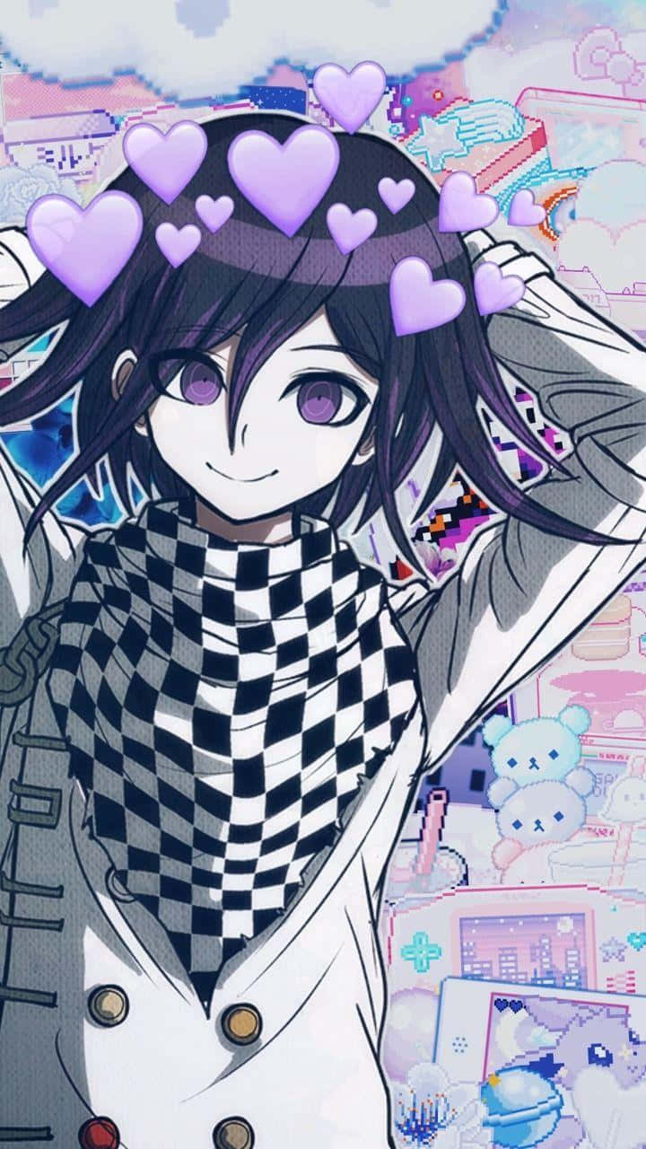 720x1280 Download Kokichi Ouma With Pink Hearts Wallpaper