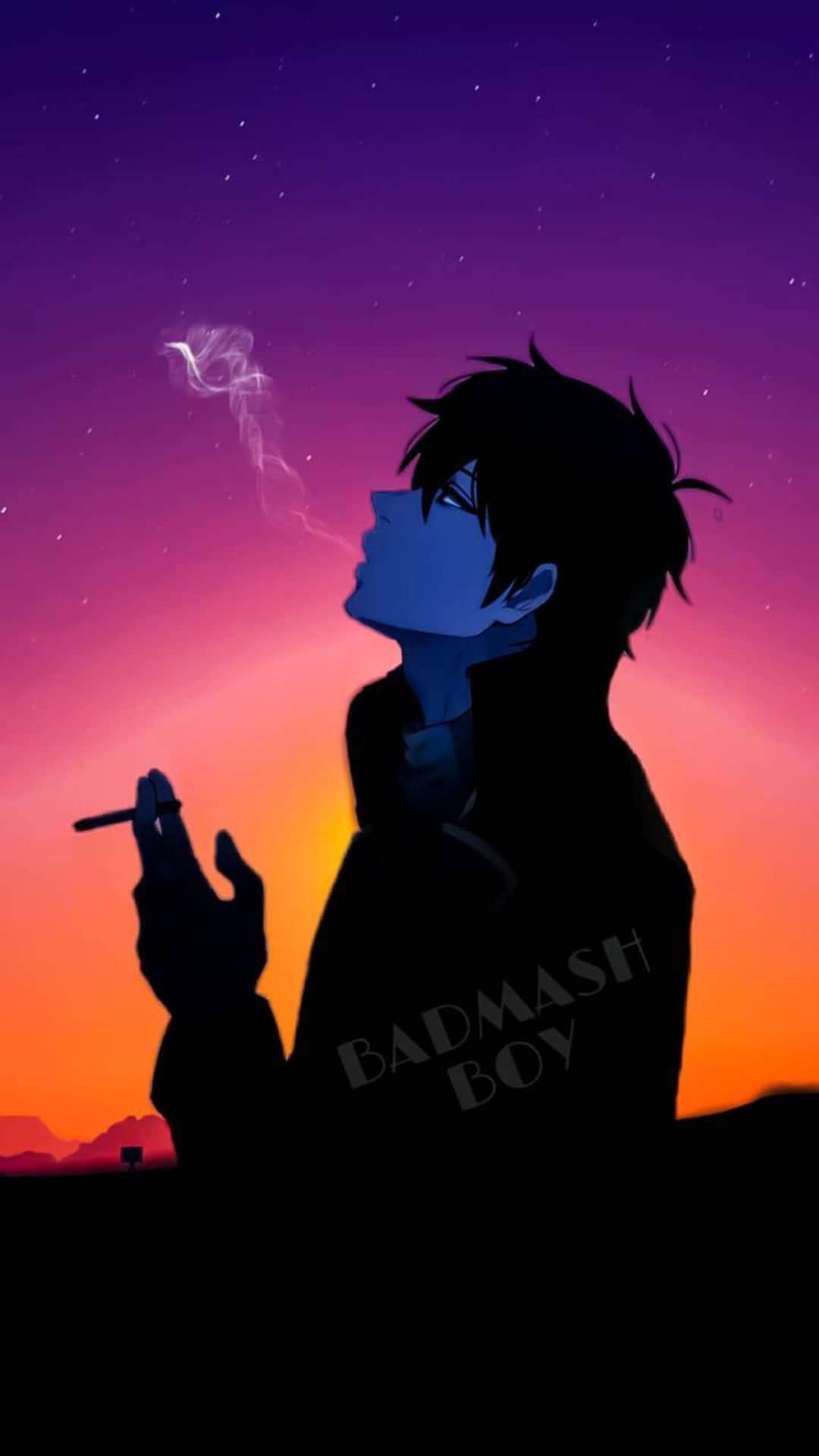 1080x1920 Download Cool Sad Boy Smoking A Cigarette Wallpaper