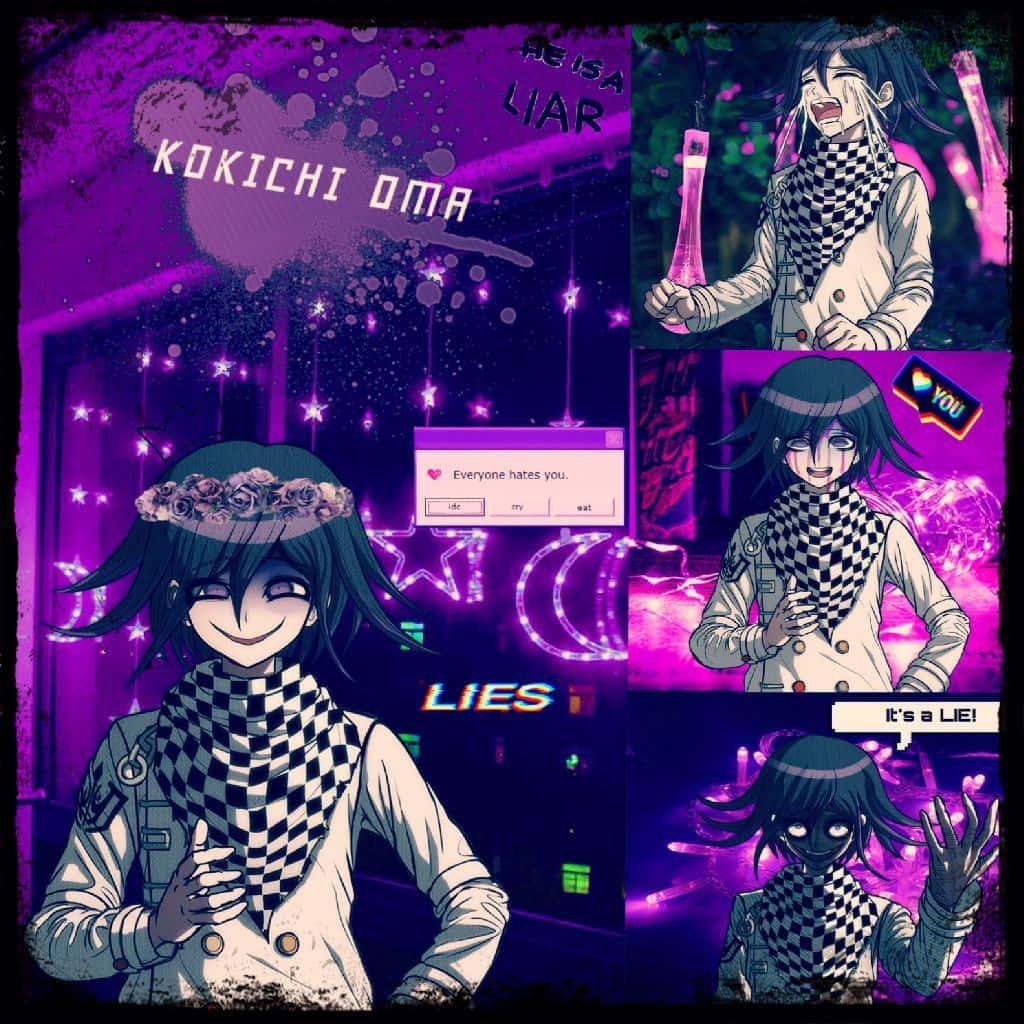 1024x1024 Download Danganronpa V3 Kokichi Ouma Purple Collage Wallpaper