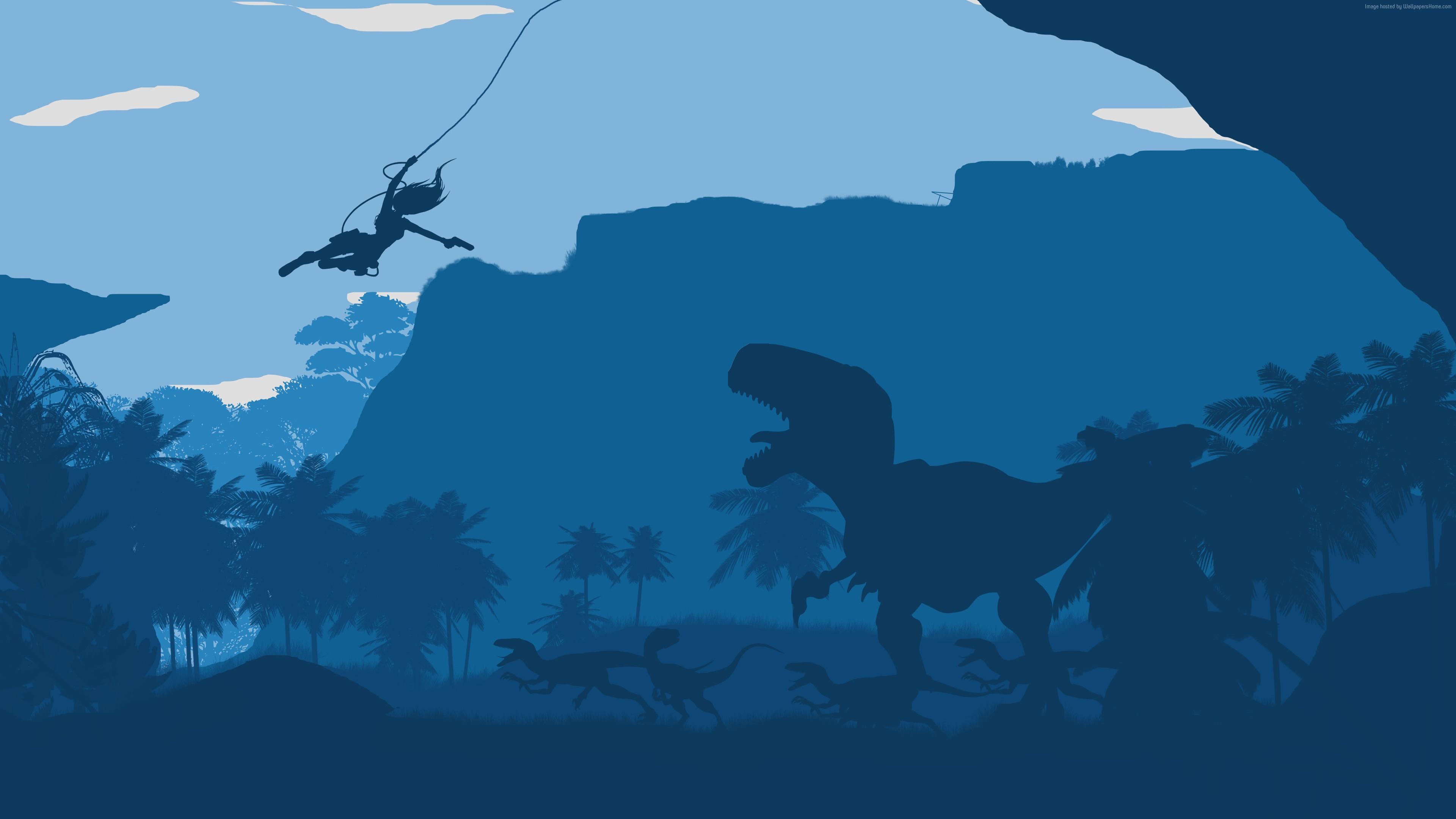 3840x2160 flat, forest, blue, dinosaur, tomb raider Gallery HD Wallpaper