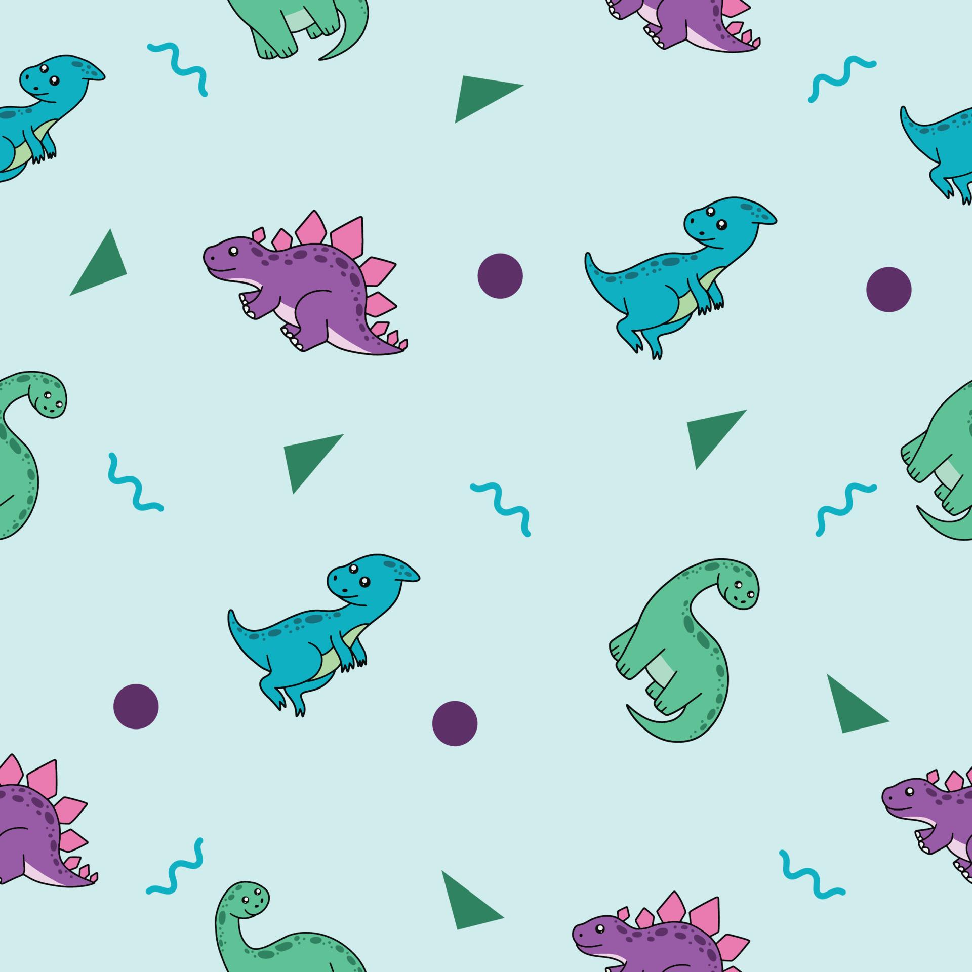 1920x1920 cute many dinosaur animal seamless pattern purple and green object wallpaper with design blue