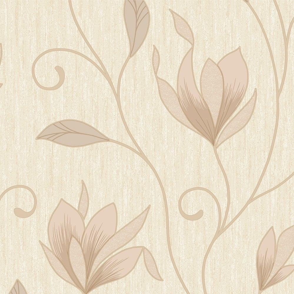 1000x1000 Synergy Glitter Floral Wallpaper Soft Gold, Cream, Beige (M0868) from I Love Wallpaper UK