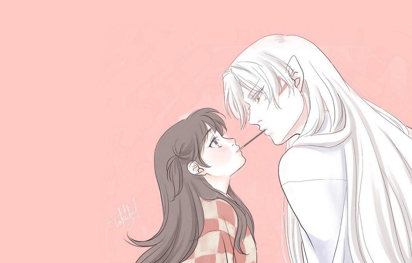 1332x850 Wallpaper girl, Rin, Inuyasha, Inuyasha, Seshoumaru, sugar cane