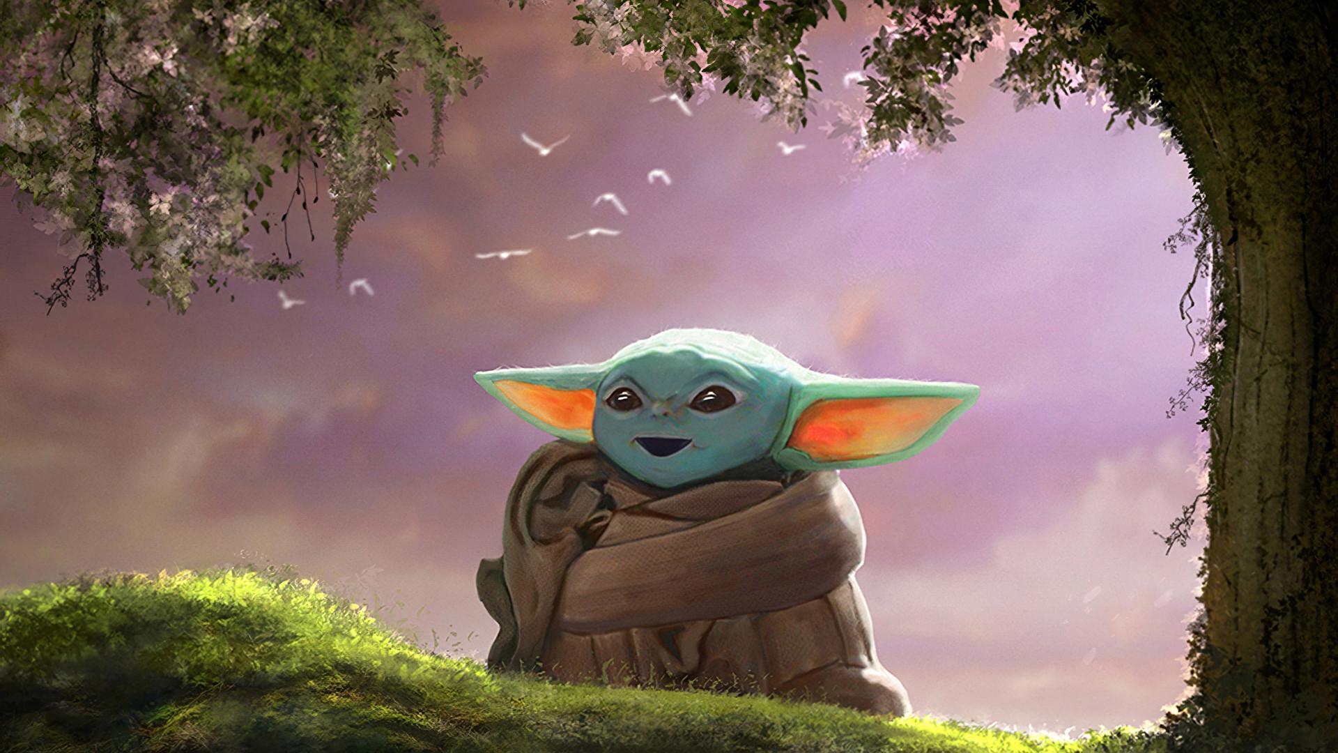1920x1080 Baby Yoda Deskp Wallpaper