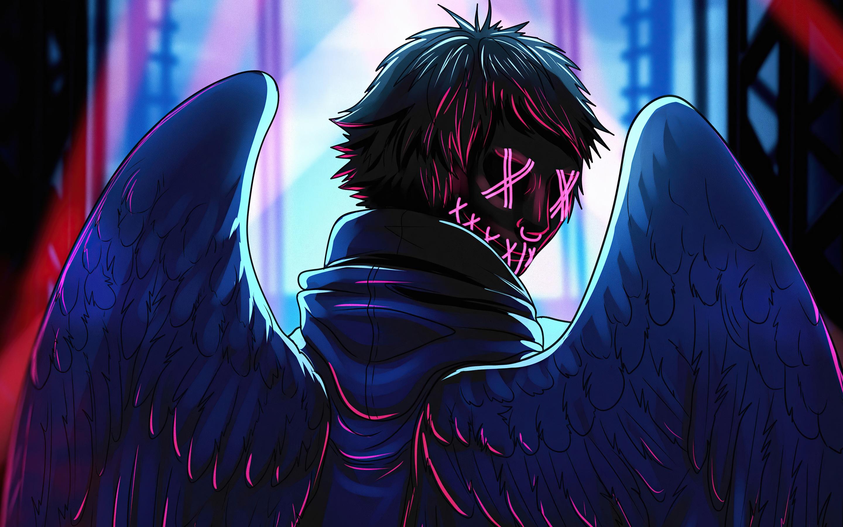 2880x1800 Wallpaper 4k Neon Angel Boy Wallpaper
