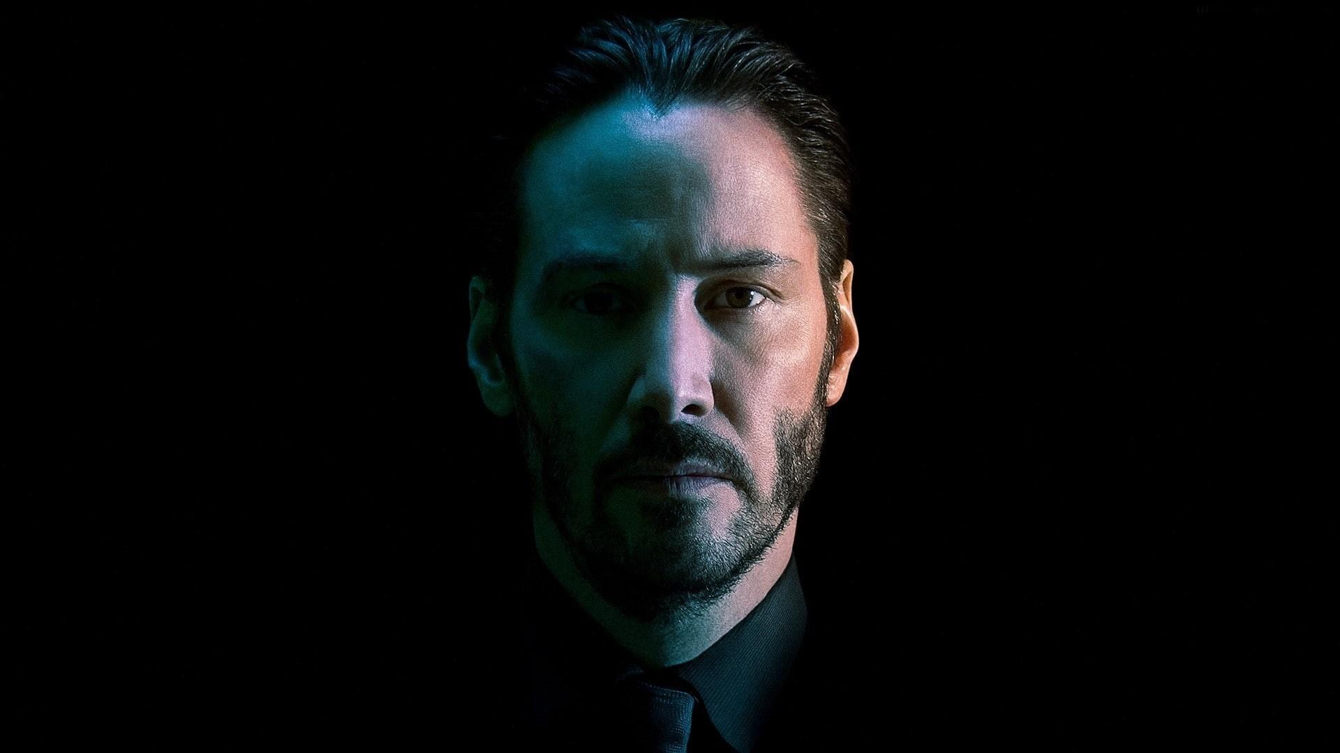 1920x1080 Wallpaper / 1080P, looking at viewer, movie poster, beards, John Wick, face, black background, men, actor, Keanu Reeves, movies, tie free download