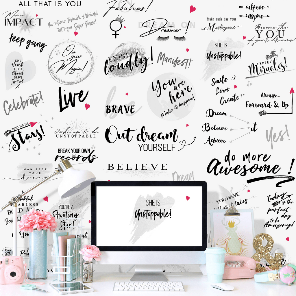 1024x1024 Girl Power 24 7 Motivational Peel And Stick Wallpaper Unstoppable. Girl Power 24 7