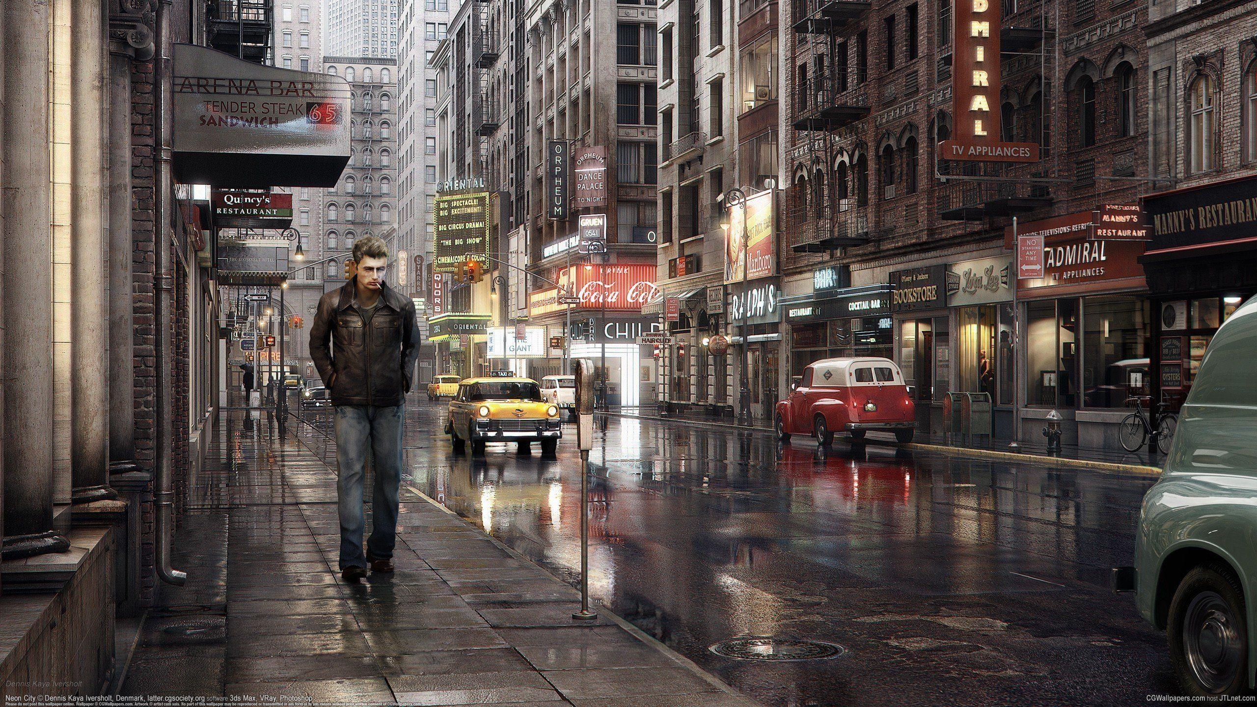 2560x1440 London Rain Wallpaper