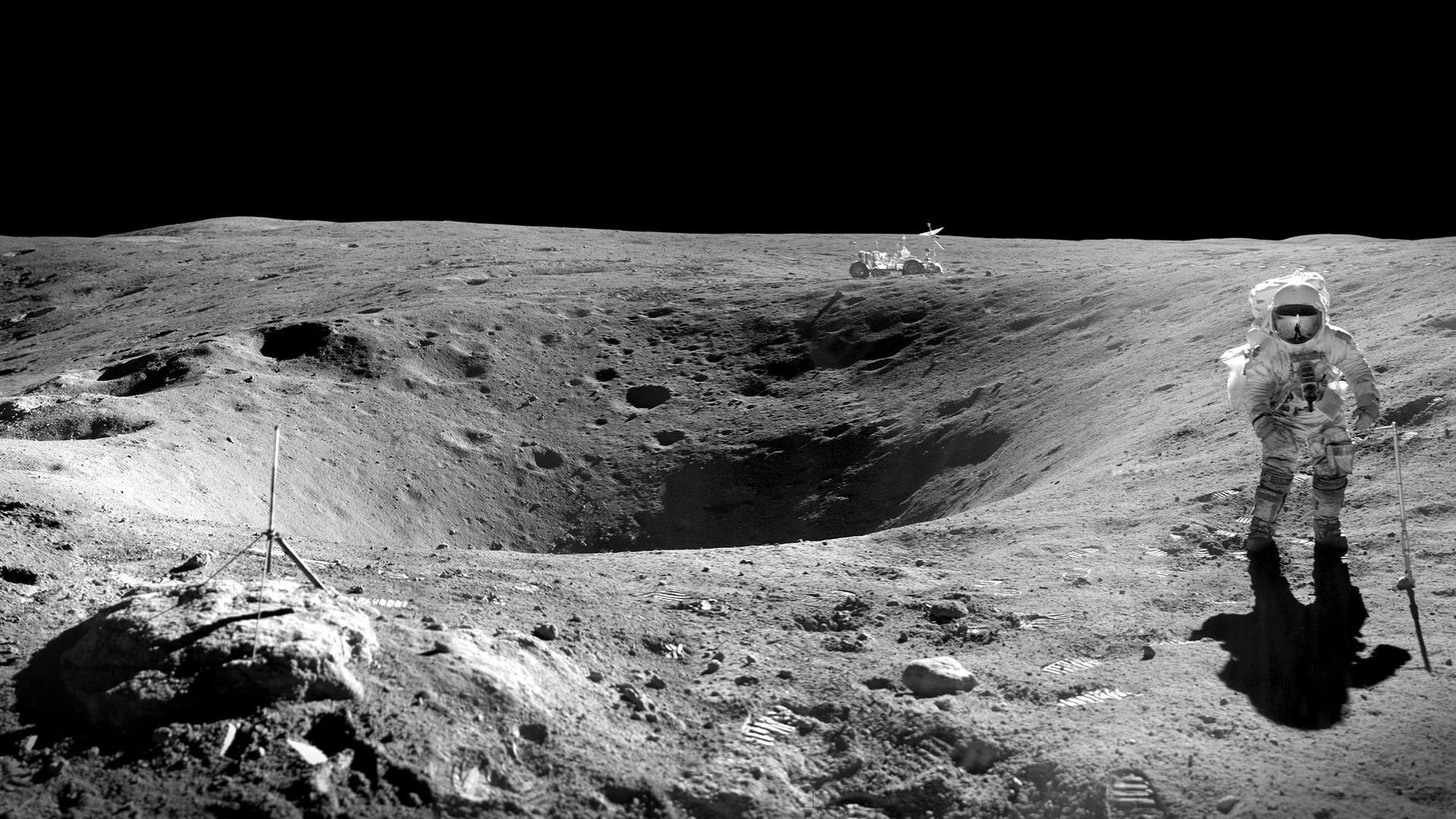 1920x1080 lunar landscape on the moon, Apollo, Astronomy