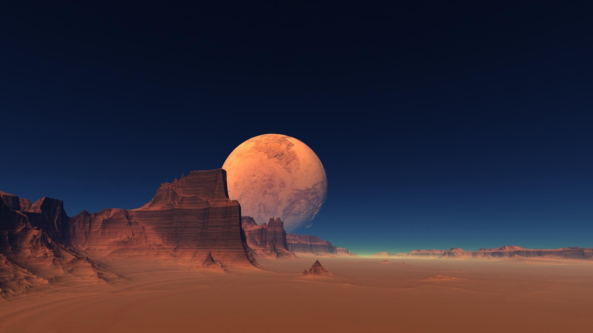 1920x1080 Moon Landscape CGI Fantasy Art Wallpaper For Your XFCE Desktop