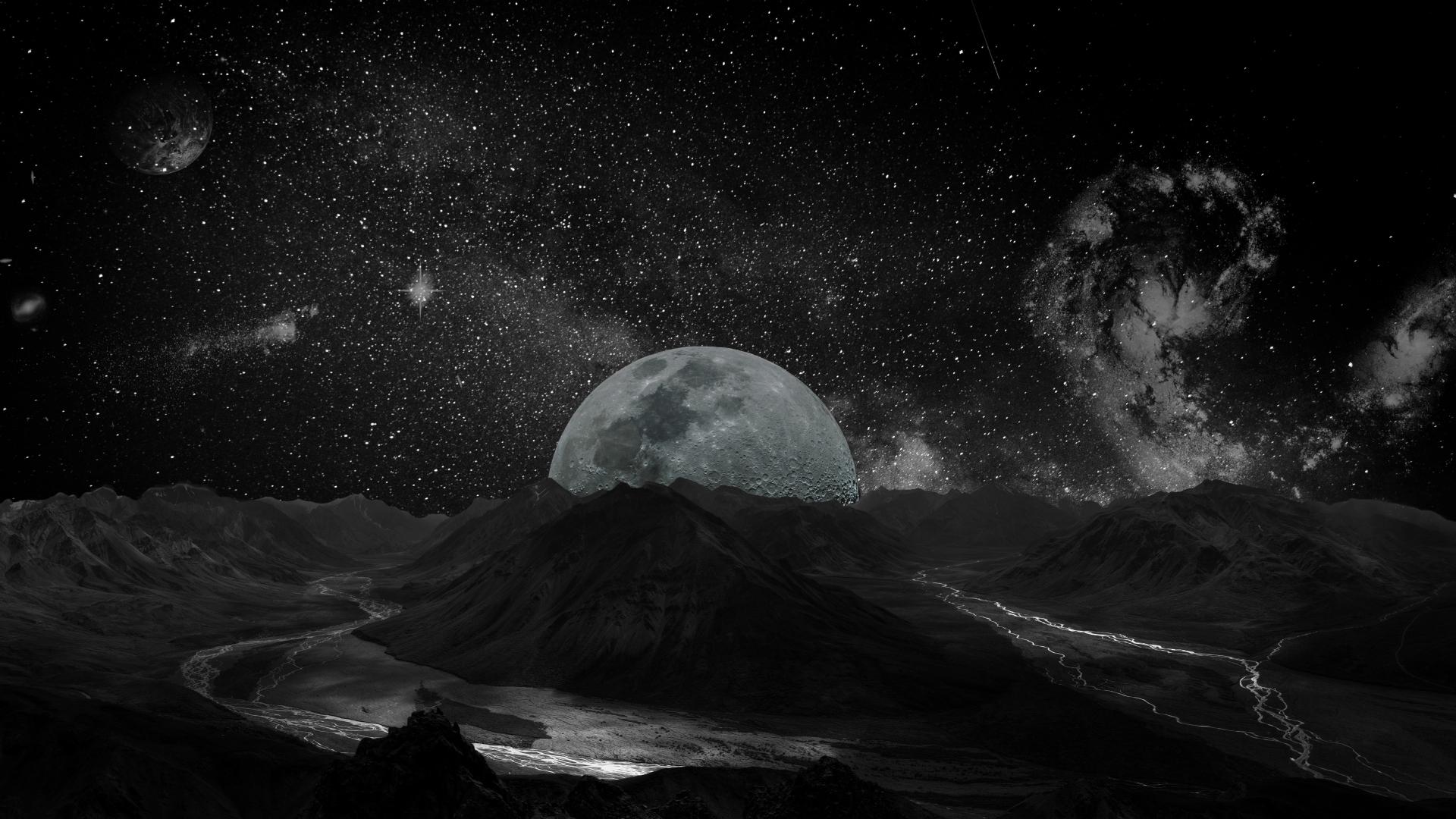 1920x1080 Download wallpaper 1920x1080 moon, landscape, fantasy, photohop, full hd, hdtv, fhd, 1080p wallpaper, 1920x1080 HD background, 21014