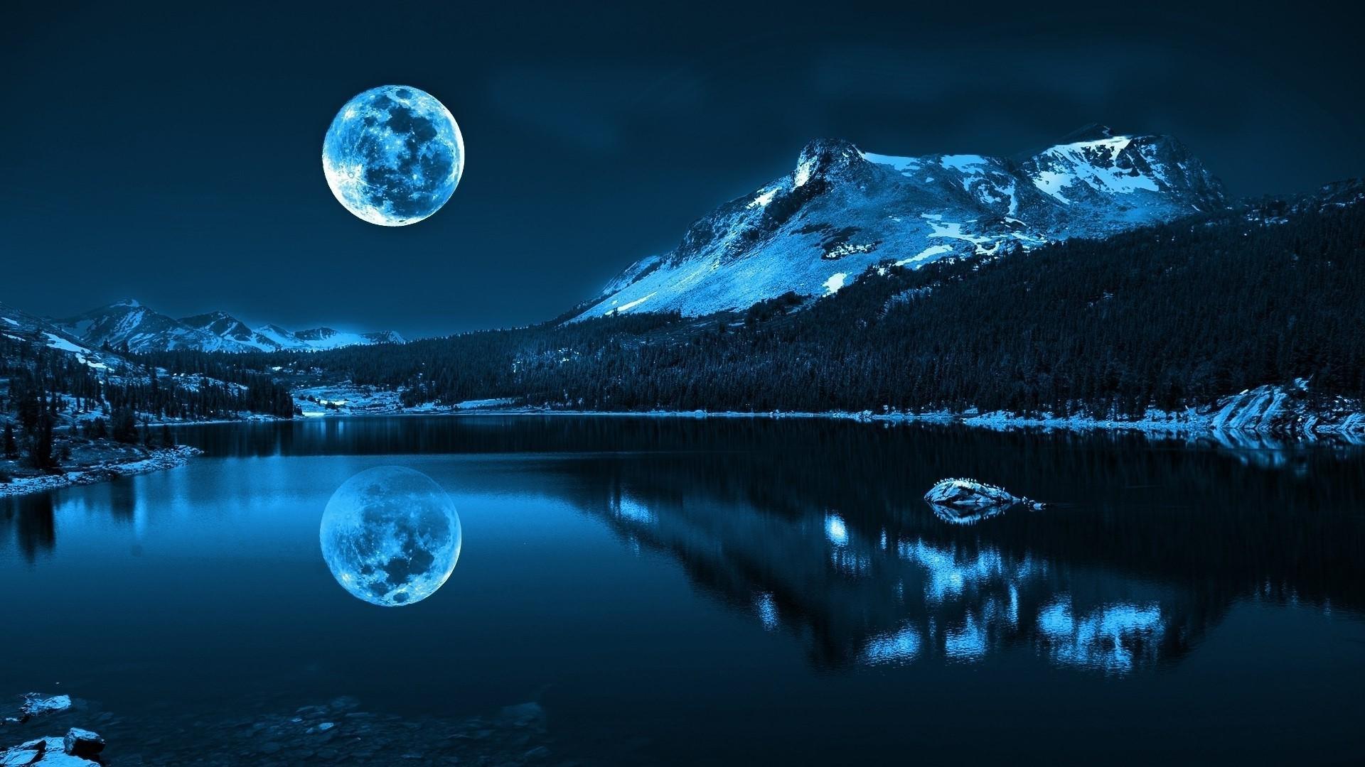 1920x1080 landscape lake moon