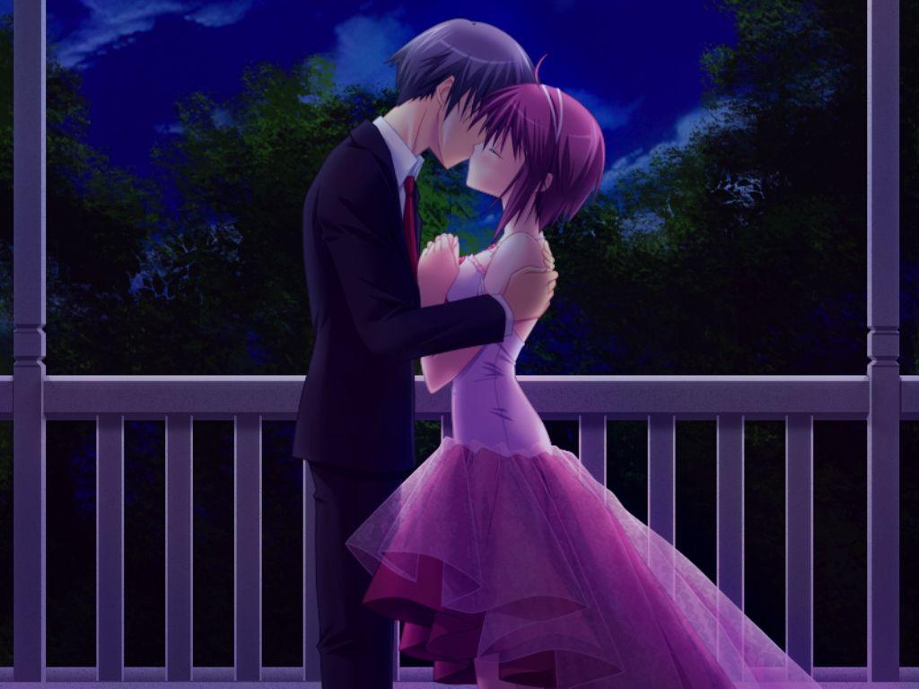 1024x768 Romance Anime Love couple kissing image HD
