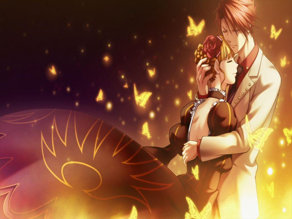 1024x768 Romantic Anime Wallpaper