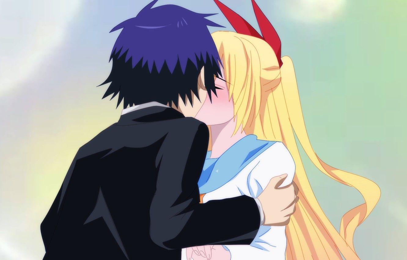 1332x850 Wallpaper girl, romance, anime, art, guy, two, Nisekoi, Feigned love