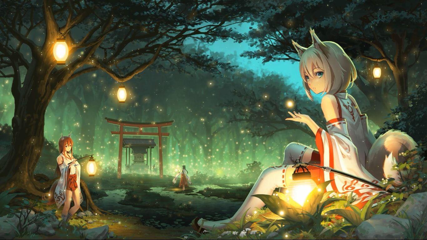 1366x768 Kitsune Wallpaper Image
