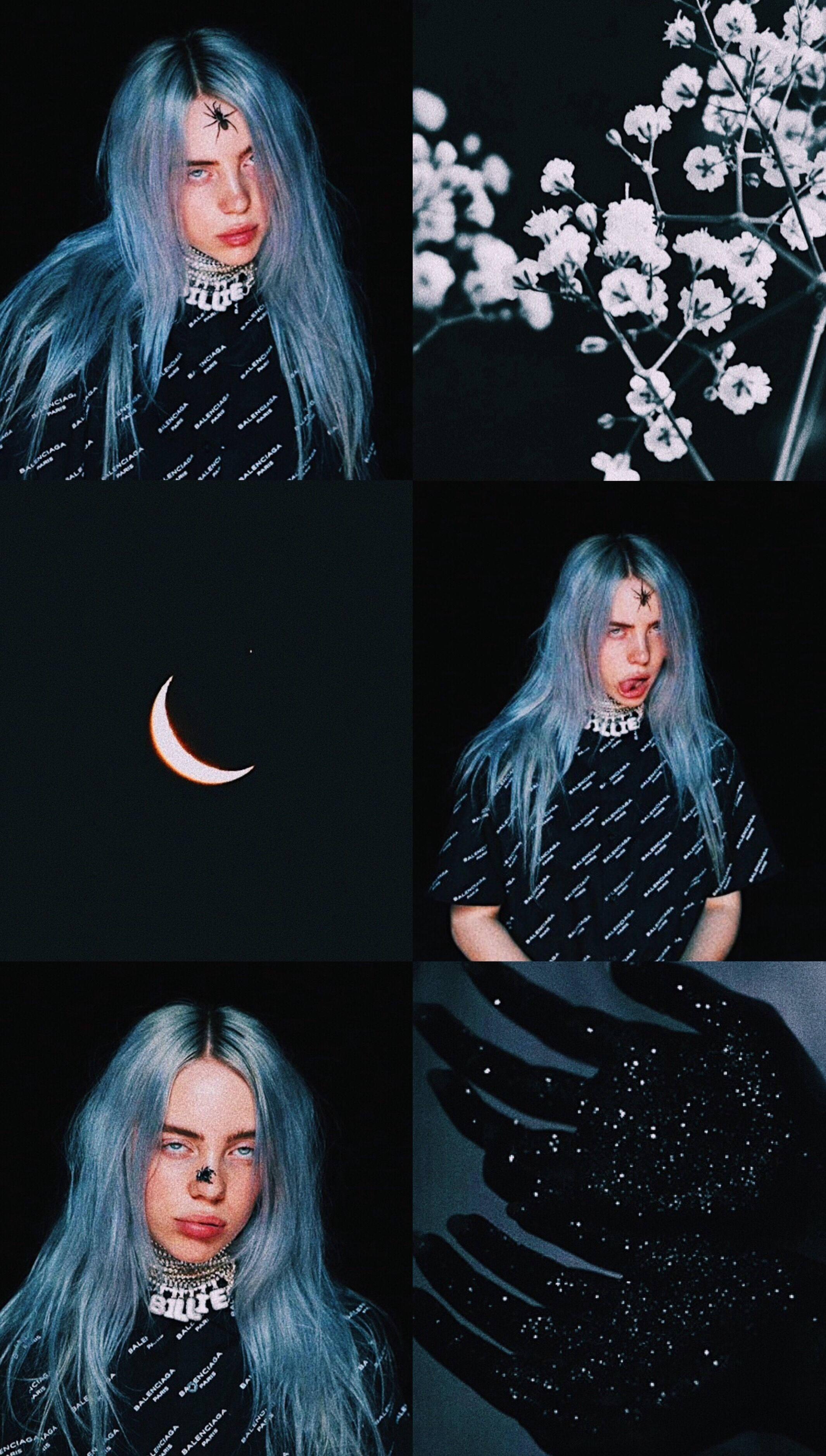 2130x3755 Download Aesthetic Billie Eilish Black Aesthetic Collage Wallpaper